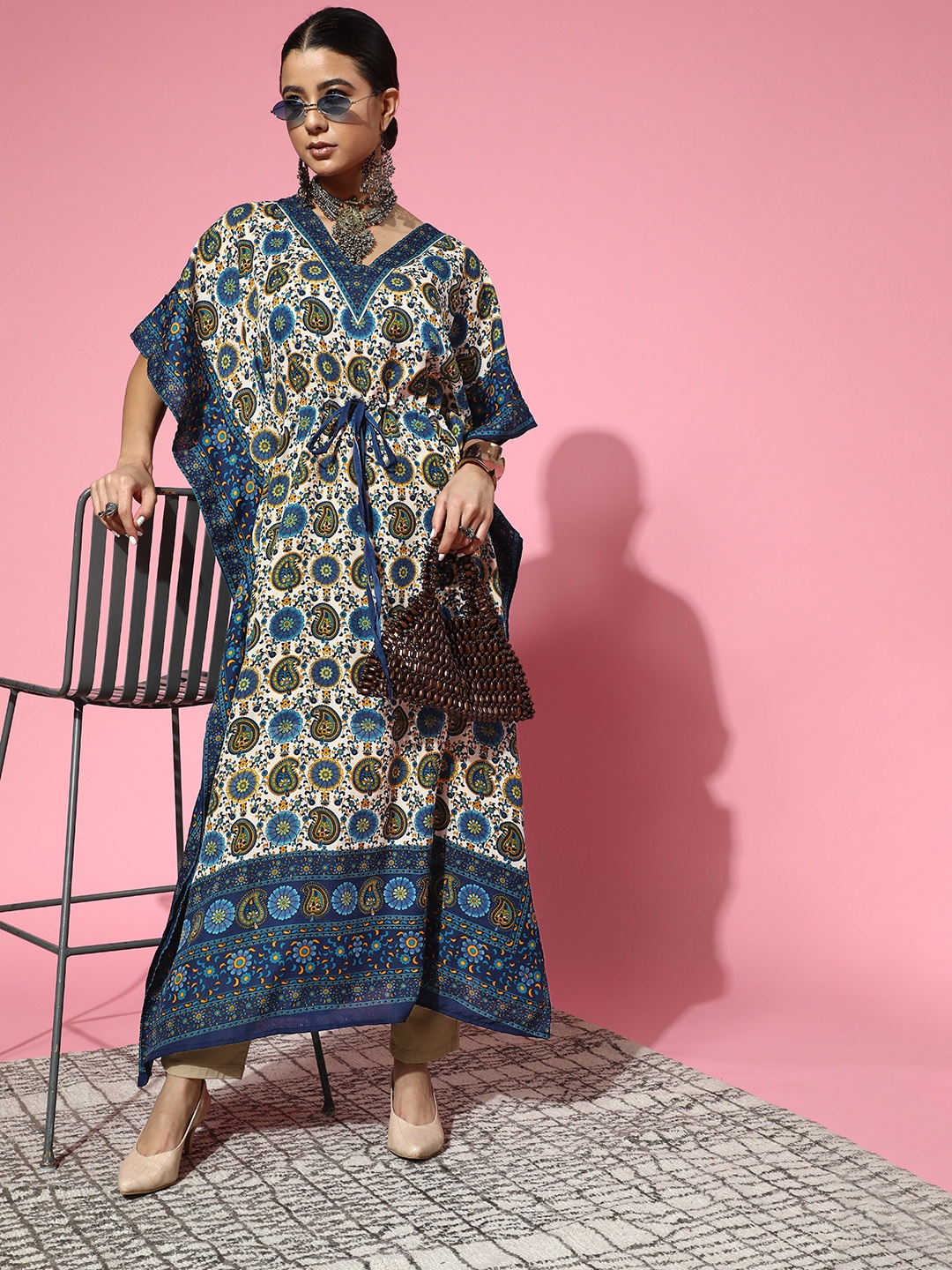 

Rang Gali Tranquil Teal Crepe New Age Kaftan Kurta