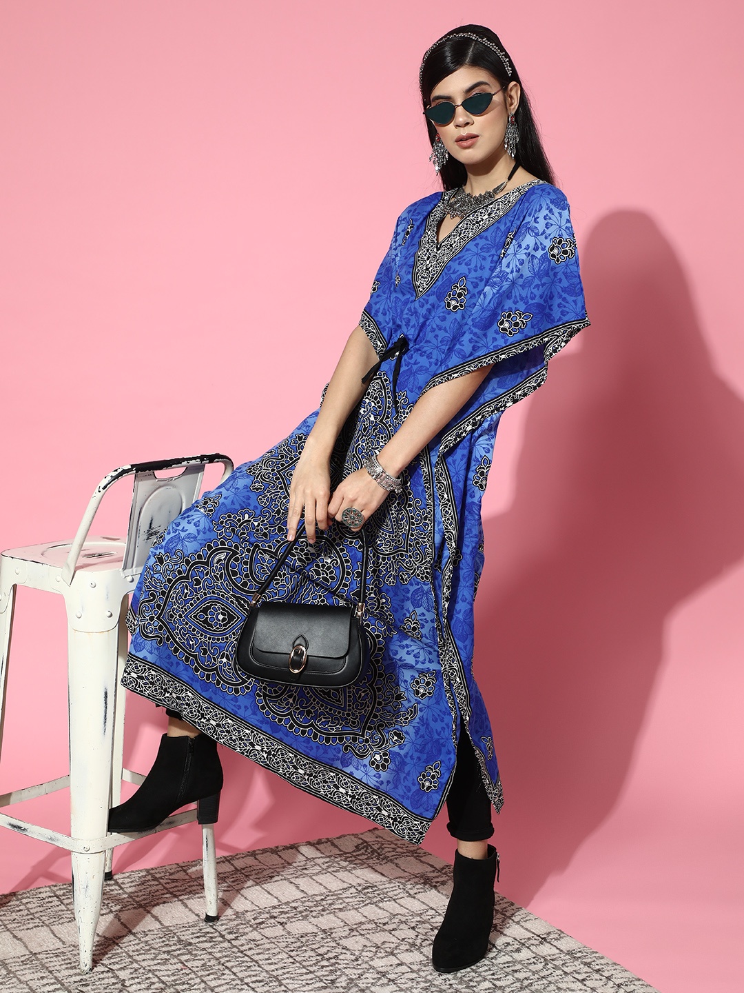 

Rang Gali Stunning Blue Crepe New Age Kaftan Kurta