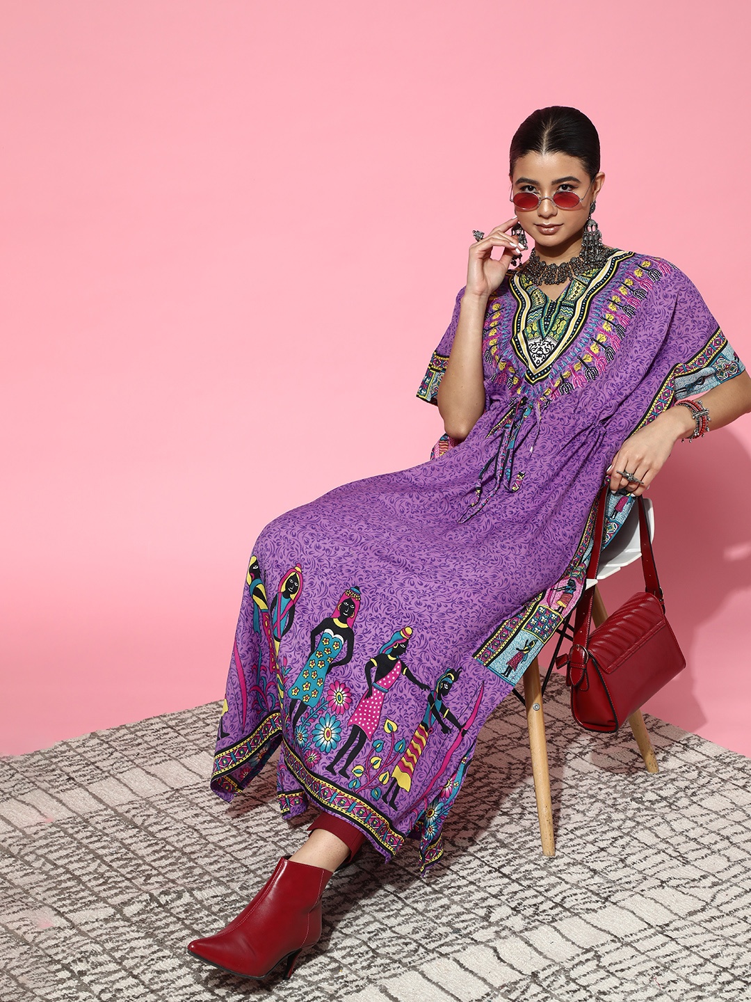 

Rang Gali Charming Purple Crepe New Age Kaftan Kurta