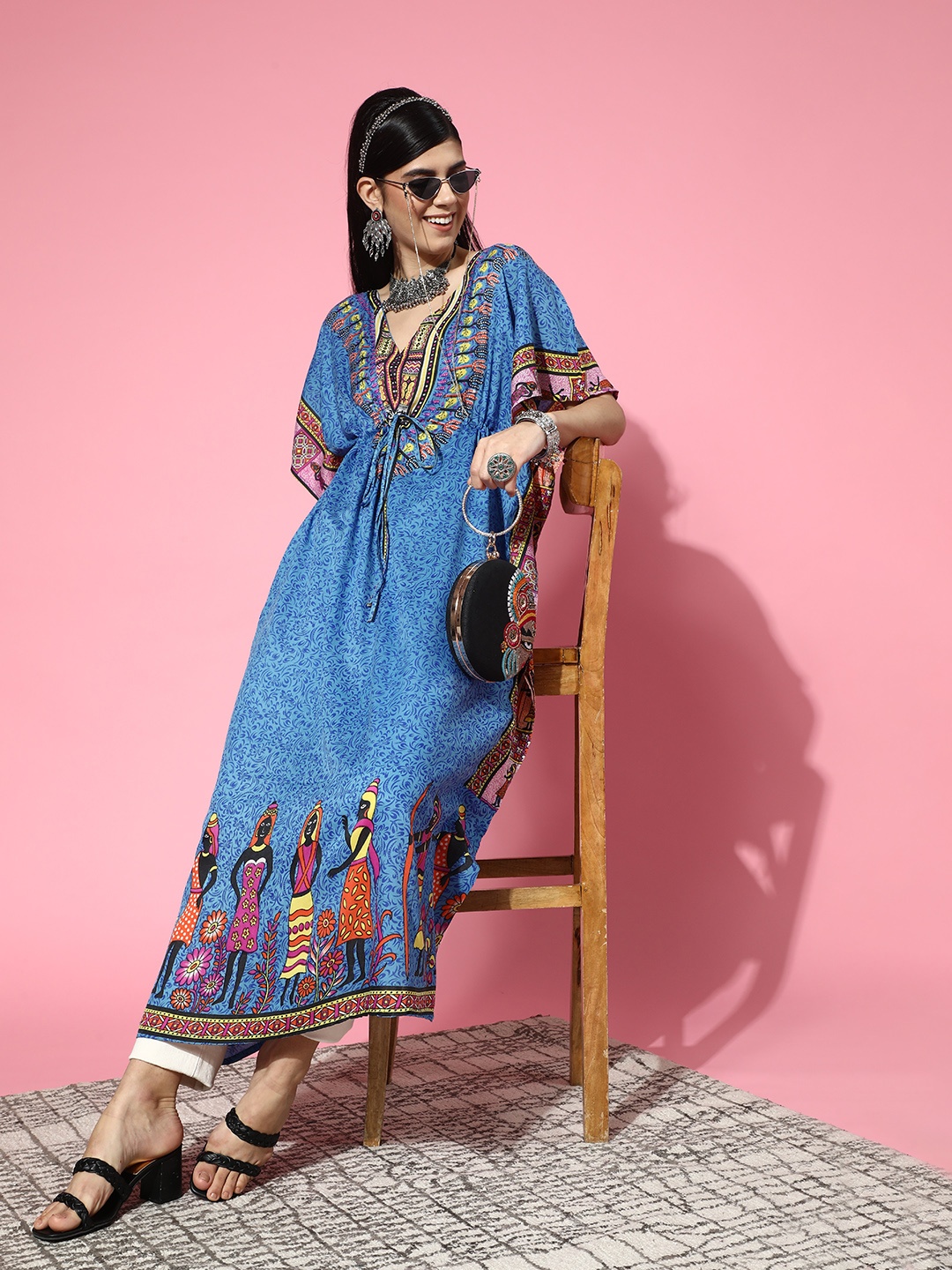 

Rang Gali Stunning Blue Crepe New Age Kaftan Kurta