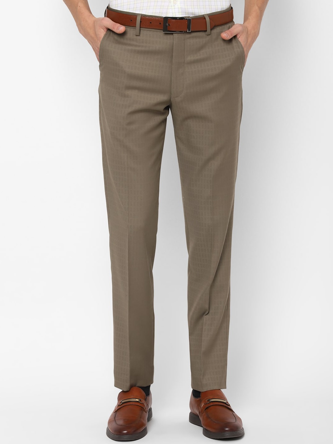 

Louis Philippe Men Brown Textured Slim Fit Formal Trousers