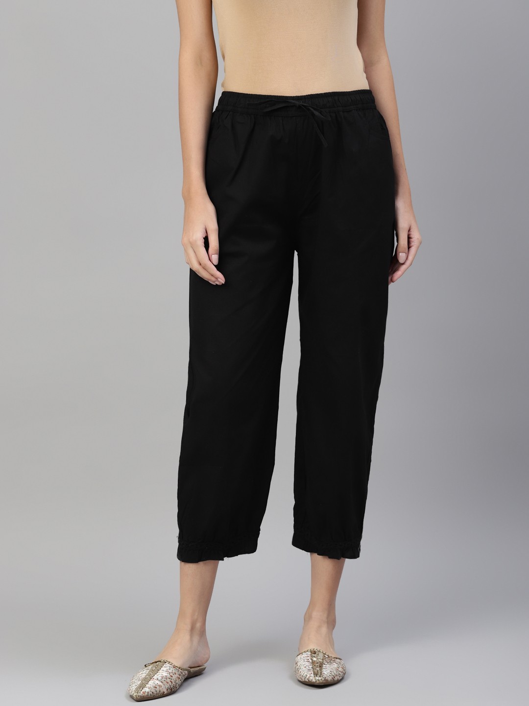 

Laado - Pamper Yourself Women Black Cotton Cropped Salwar