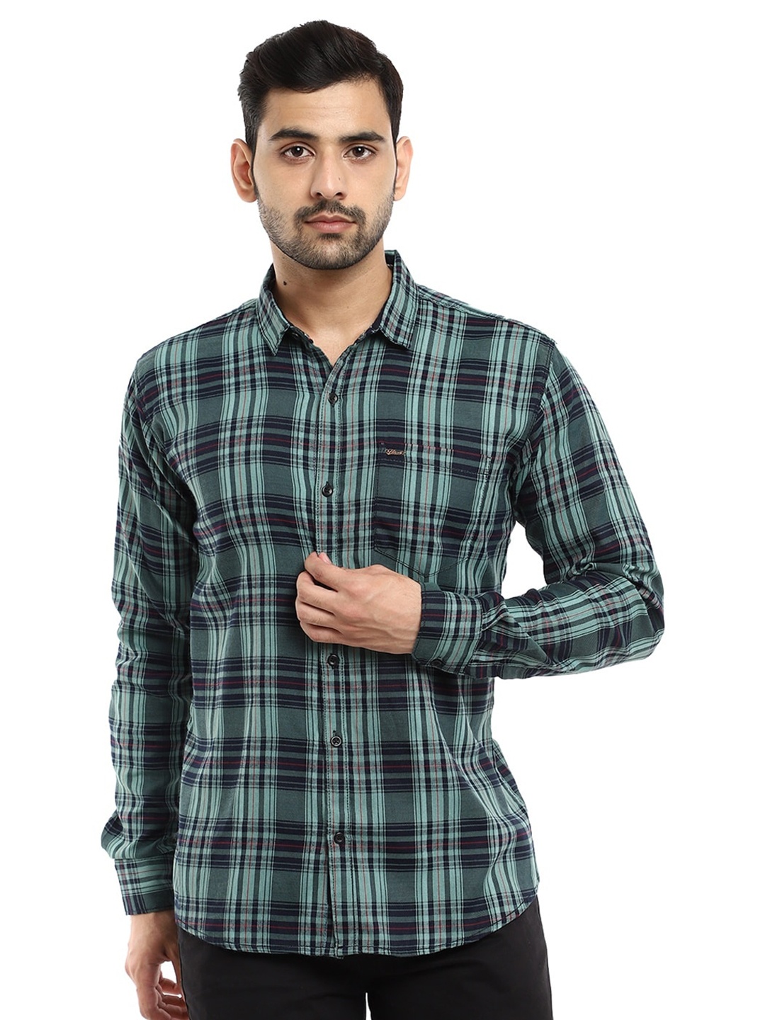 

V-Mart Men Blue Standard Tartan Checked Casual Shirt
