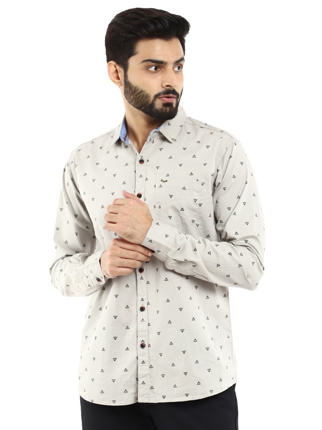 

V-Mart Men Grey Standard Slim Fit Printed Casual Shirt