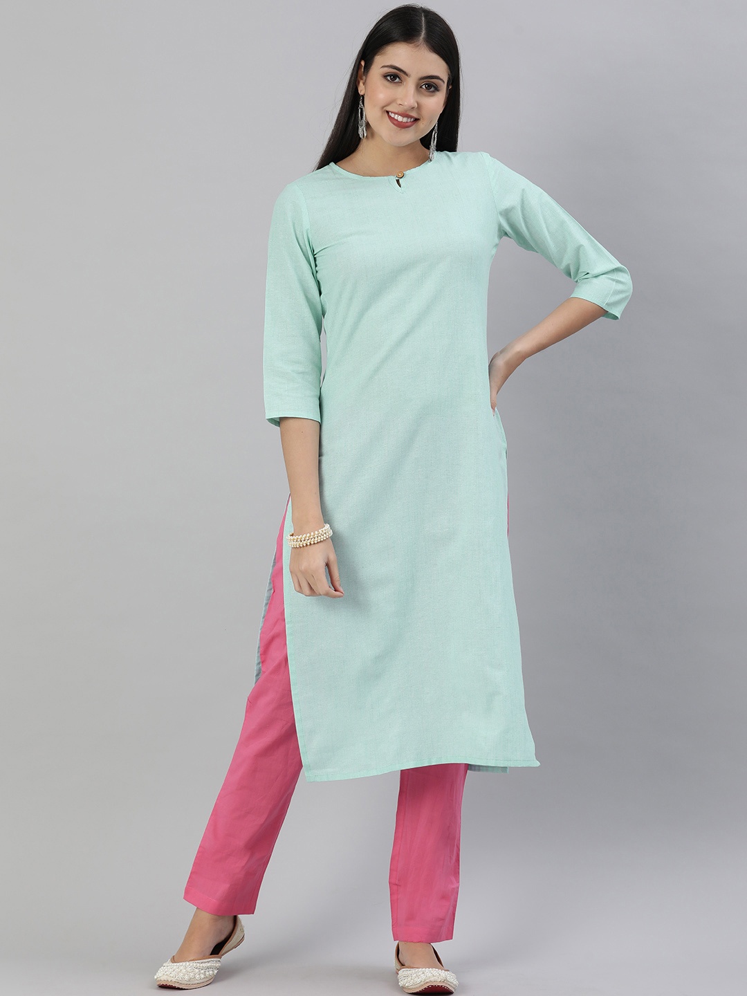 

KALINI Blue Solid Kurti
