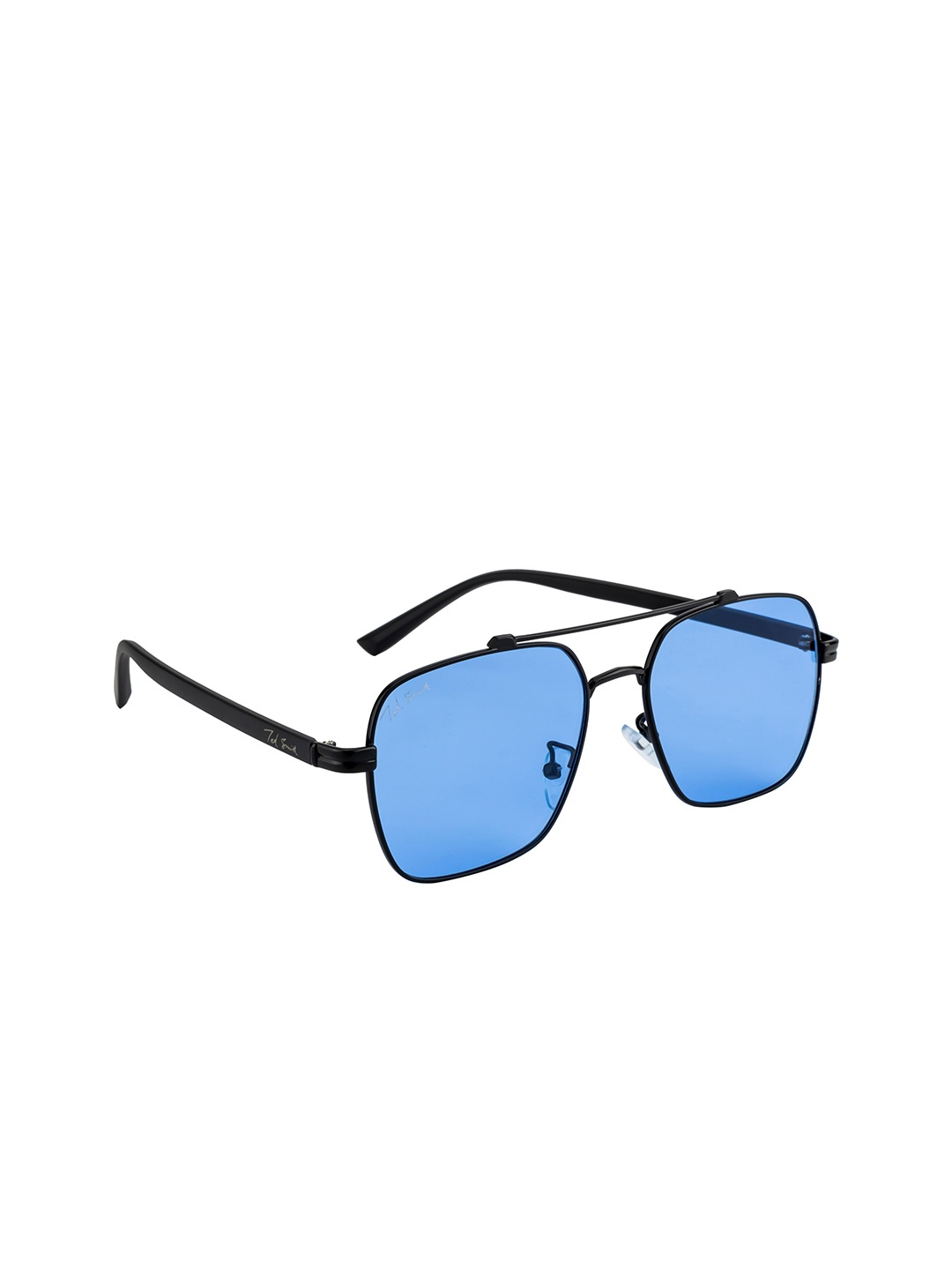 

Ted Smith Unisex Blue Lens & Black Square Sunglasses with UV Protected Lens ATLAS_C4