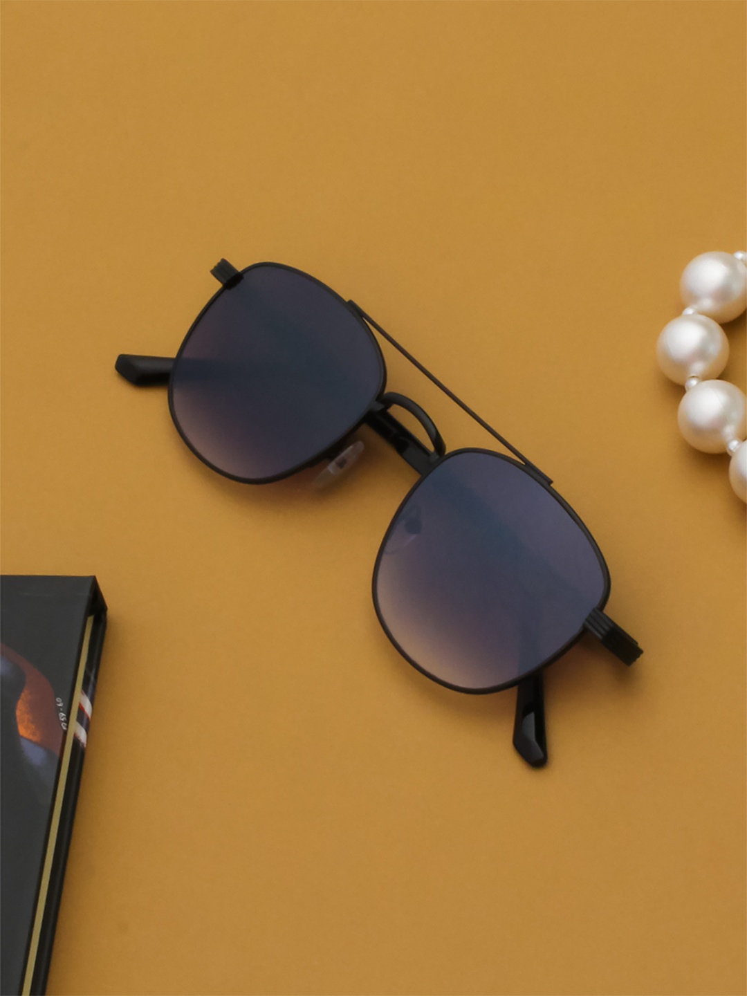 

Ted Smith Unisex Purple Lens & Black Aviator Sunglasses with UV Protected Lens
