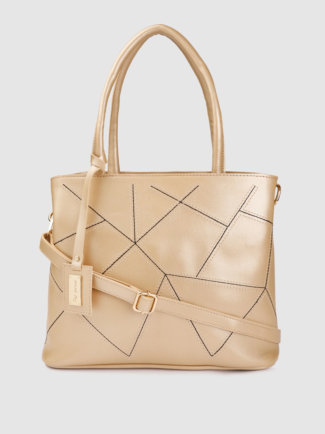 

Pez dorado Beige Geometric Design Handle Bag