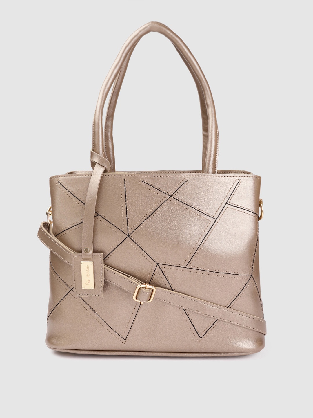 

Pez dorado Taupe Geometric Design Handle Bag