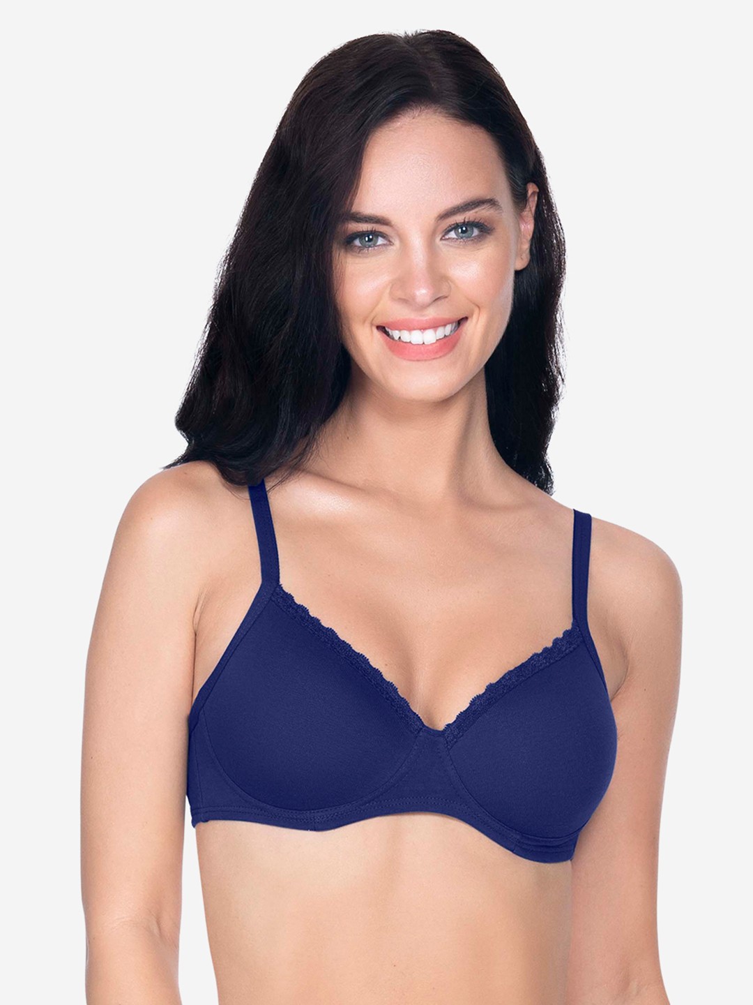 

Amante Solid Padded Wirefree Cotton Casual T-Shirt Bra - BRA10202, Blue