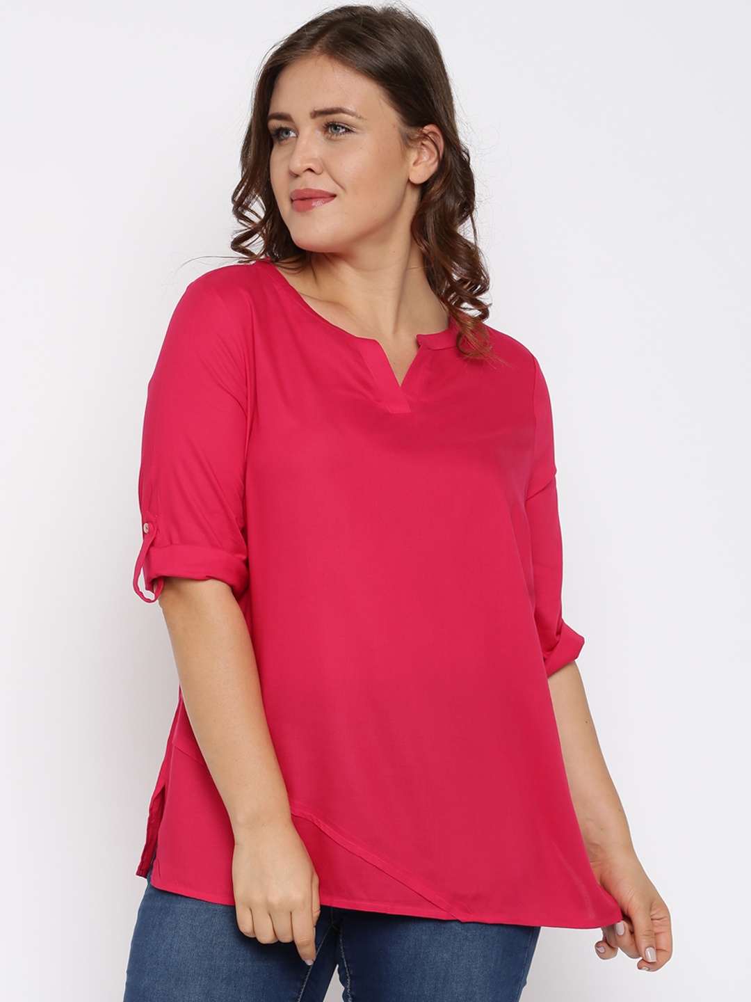 

ALTOMODA by Pantaloons Plus Size Women Pink Solid Top