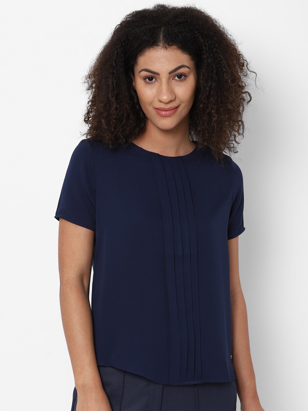 

Allen Solly Woman Navy Blue Solid Top