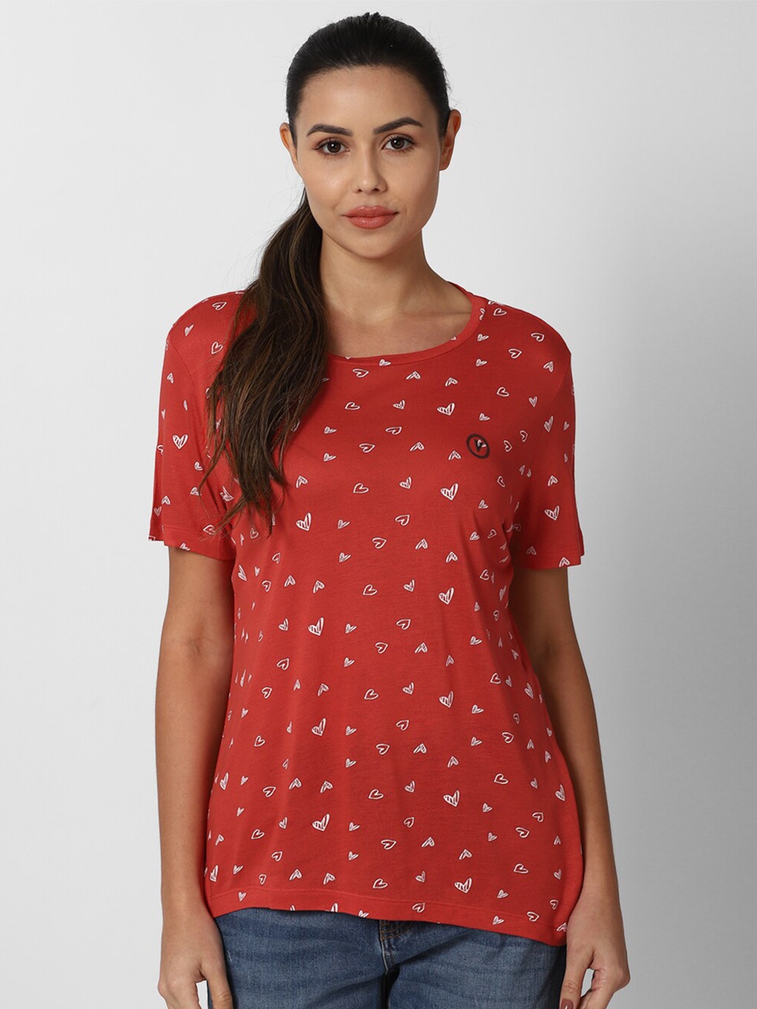 

Van Heusen Woman Cotton Red Printed Top