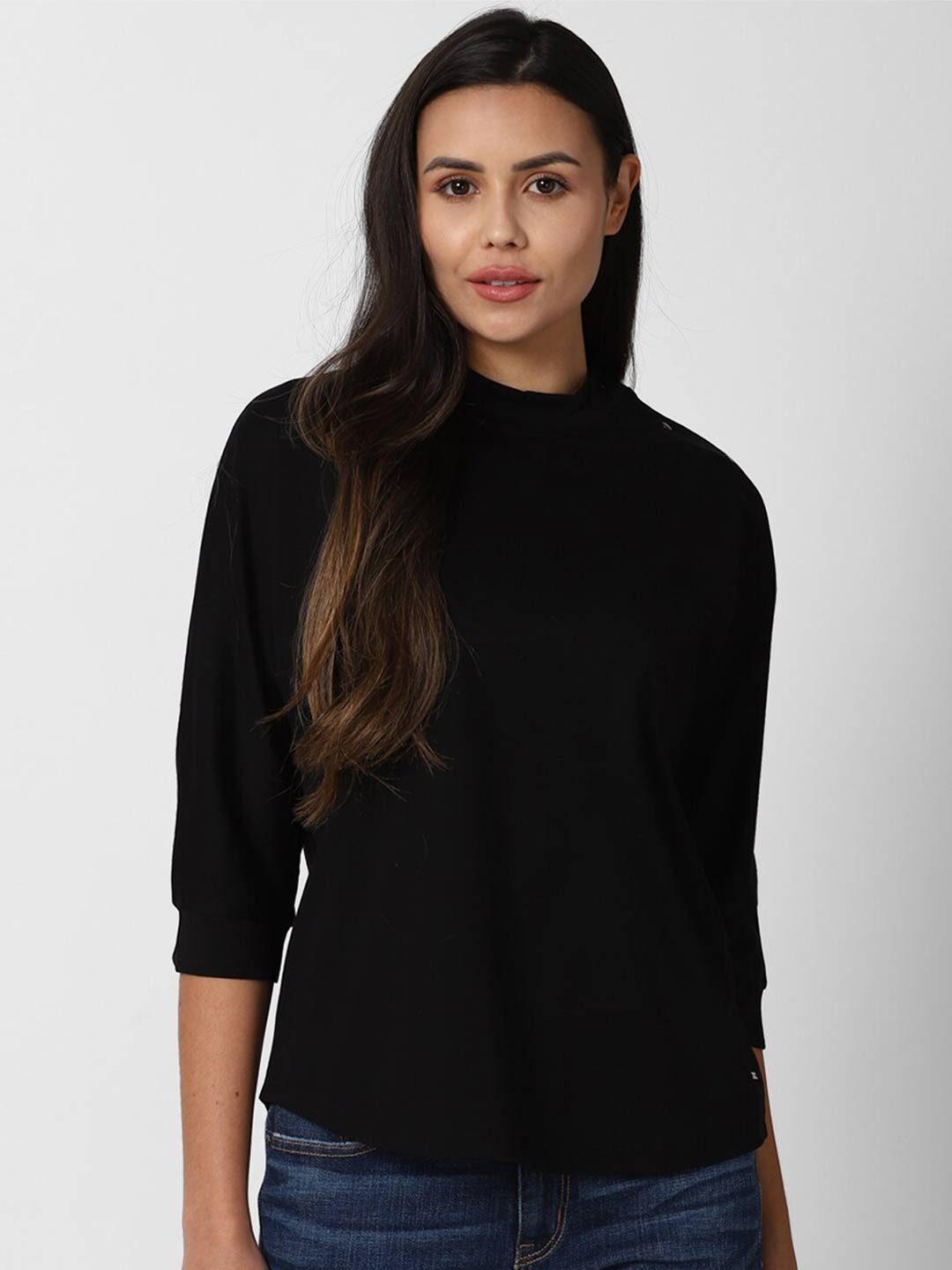 

Van Heusen Woman Black Solid Cotton Top