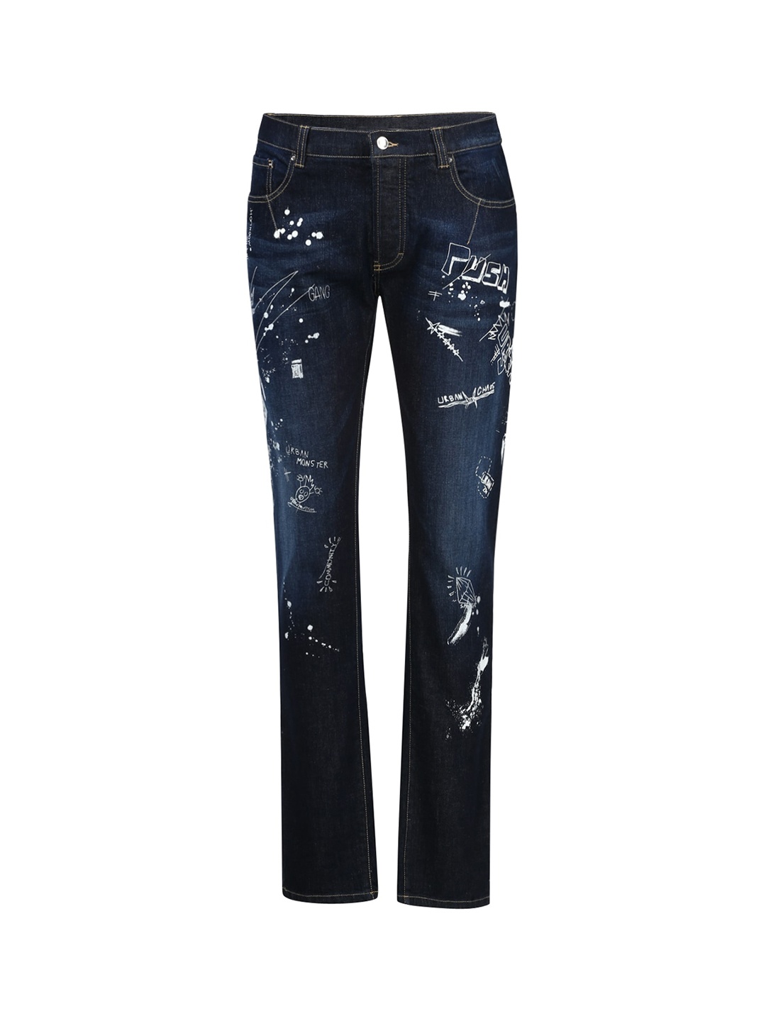 

LH URBAN Men Blue Highly Distressed Printed Cotton Jeans