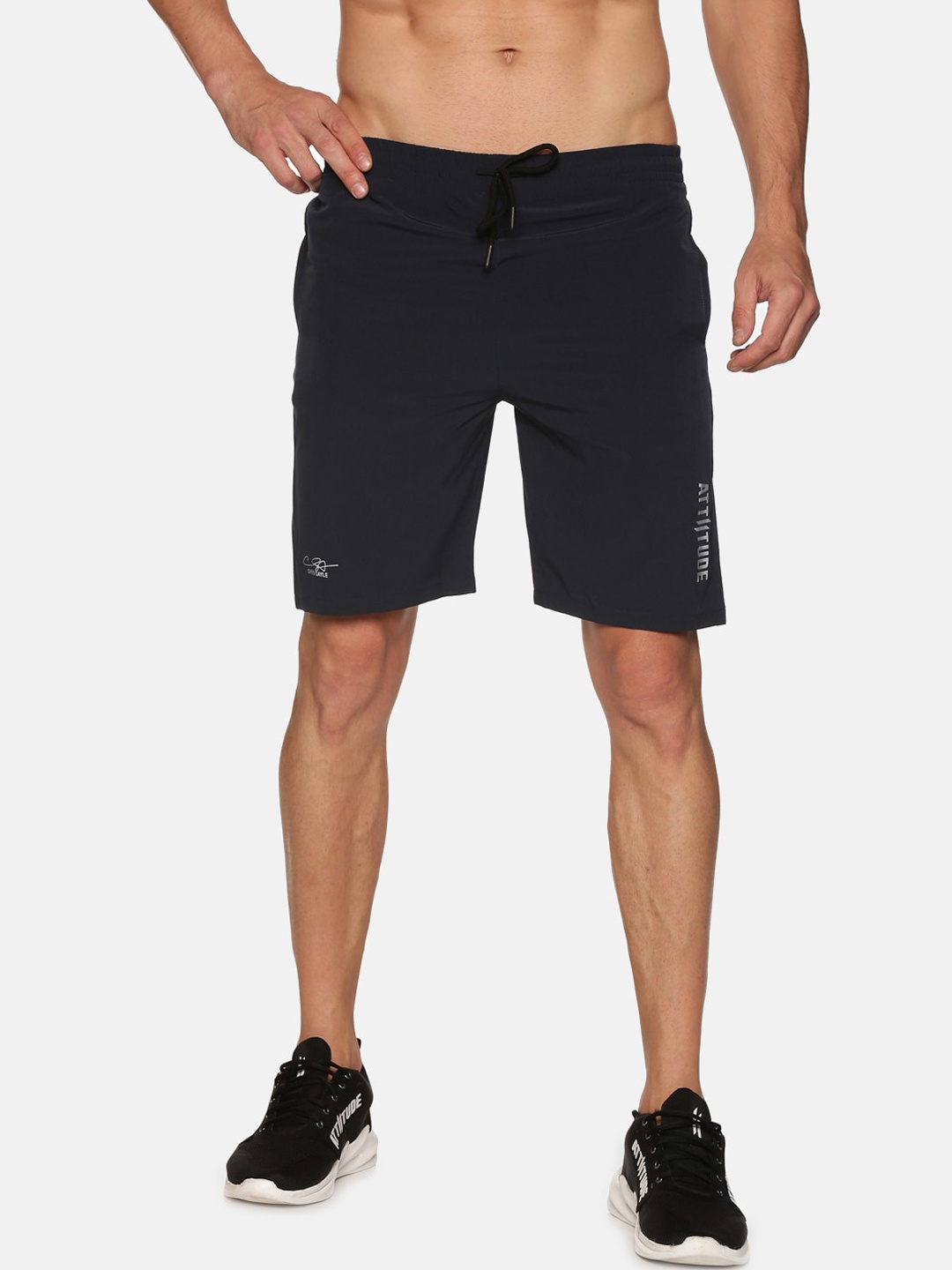 

ATTIITUDE Men Navy Blue Solid Regular Rapid Dry Slim Fit Sports Shorts
