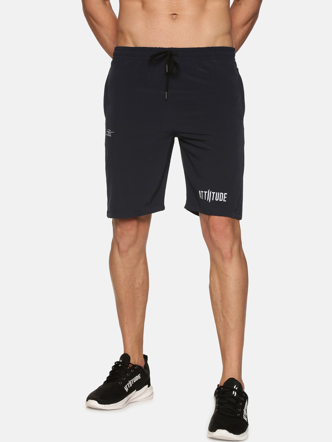 

ATTIITUDE Men Navy Blue Solid Low-Rise Slim Fit Sports Shorts