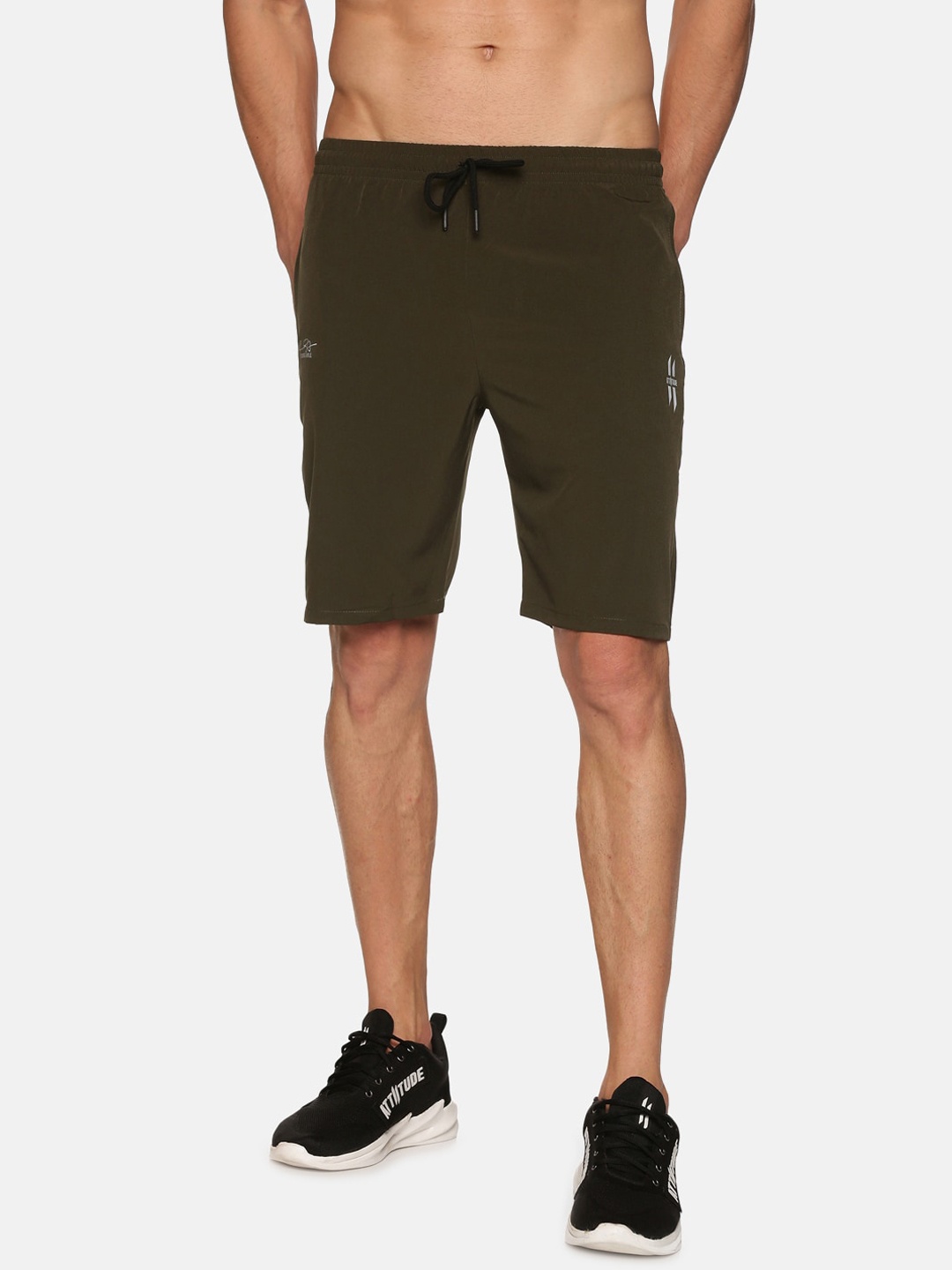 

ATTIITUDE Men Olive Green Low-Rise Slim Fit Sports Shorts