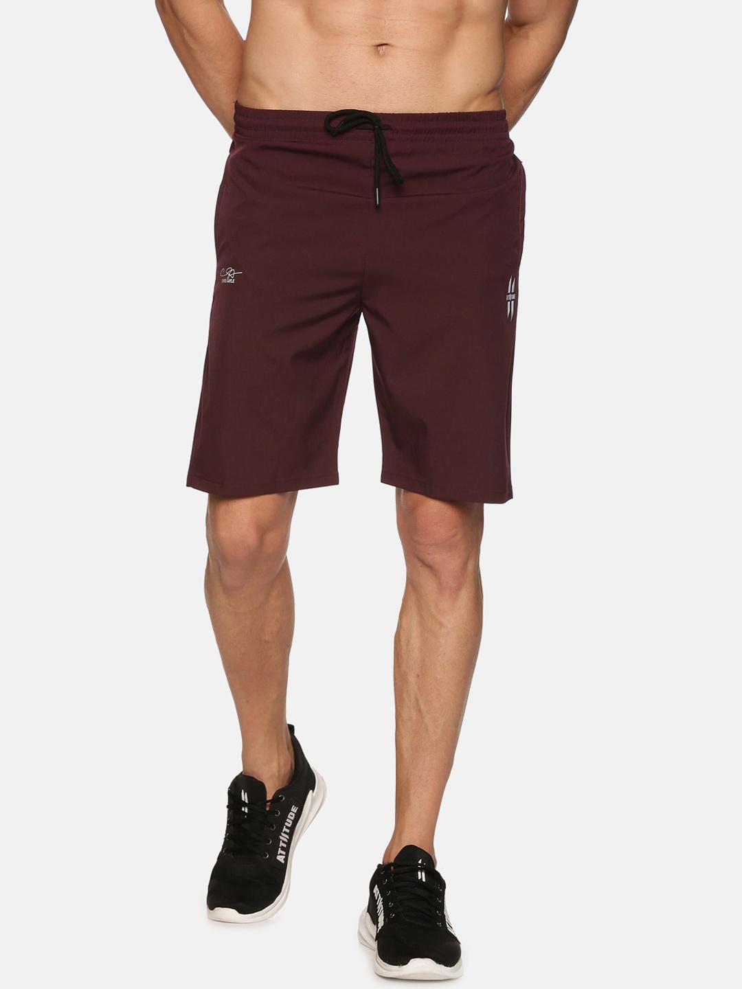

ATTIITUDE Men Maroon Low-Rise Slim Fit Sports Shorts