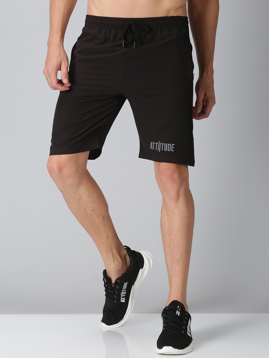 

ATTIITUDE Men Black Low-Rise Slim Fit Sports Shorts