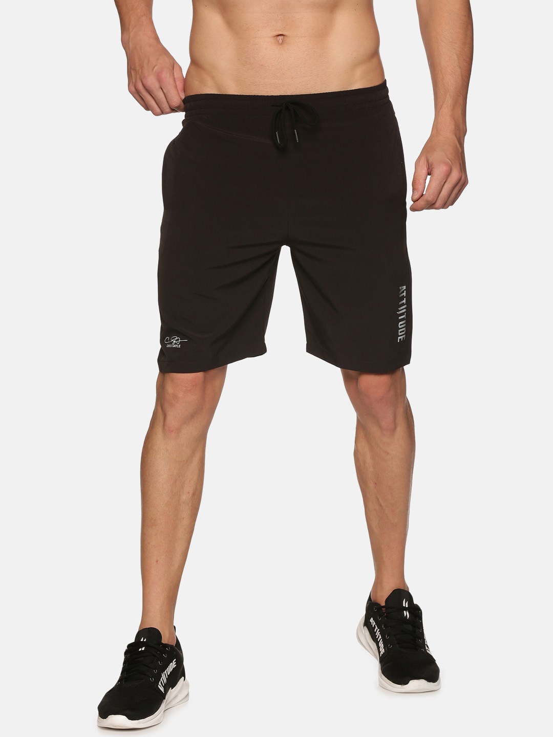 

ATTIITUDE Men Black Low-Rise Slim Fit Sports Shorts
