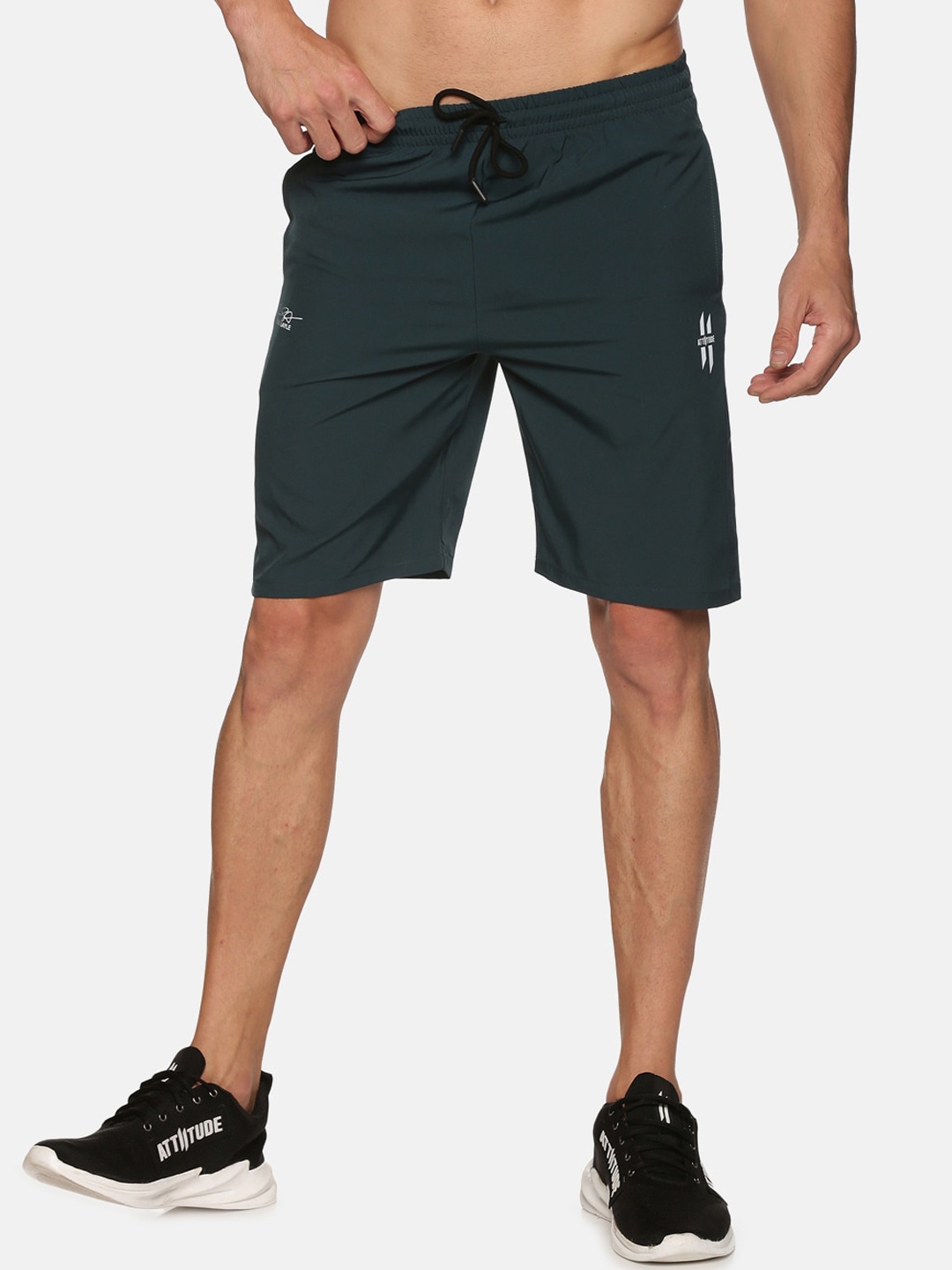 

ATTIITUDE Men Olive Green Solid Low-Rise Rapid Dry Slim Fit Sports Shorts