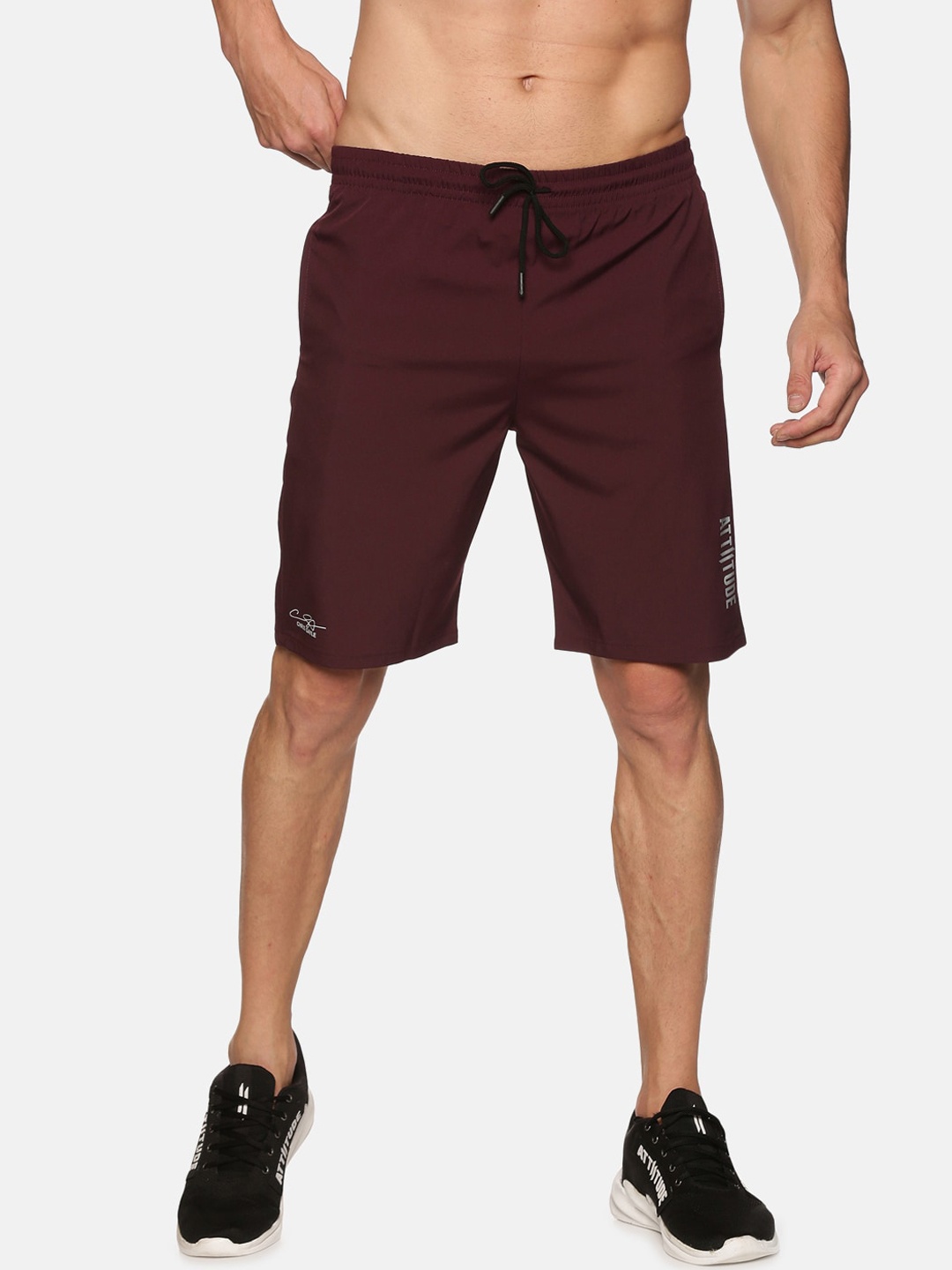 

ATTIITUDE Men Maroon Low-Rise Slim Fit Sports Shorts