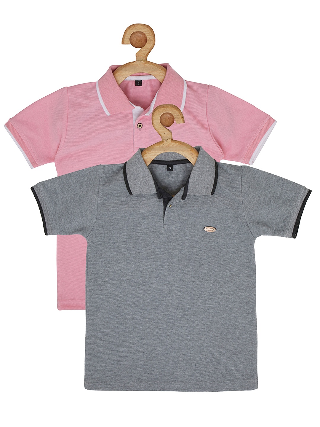 

earth conscious Boys Pack of 2 Polo Collar Pure Cotton Applique T-shirt, Pink