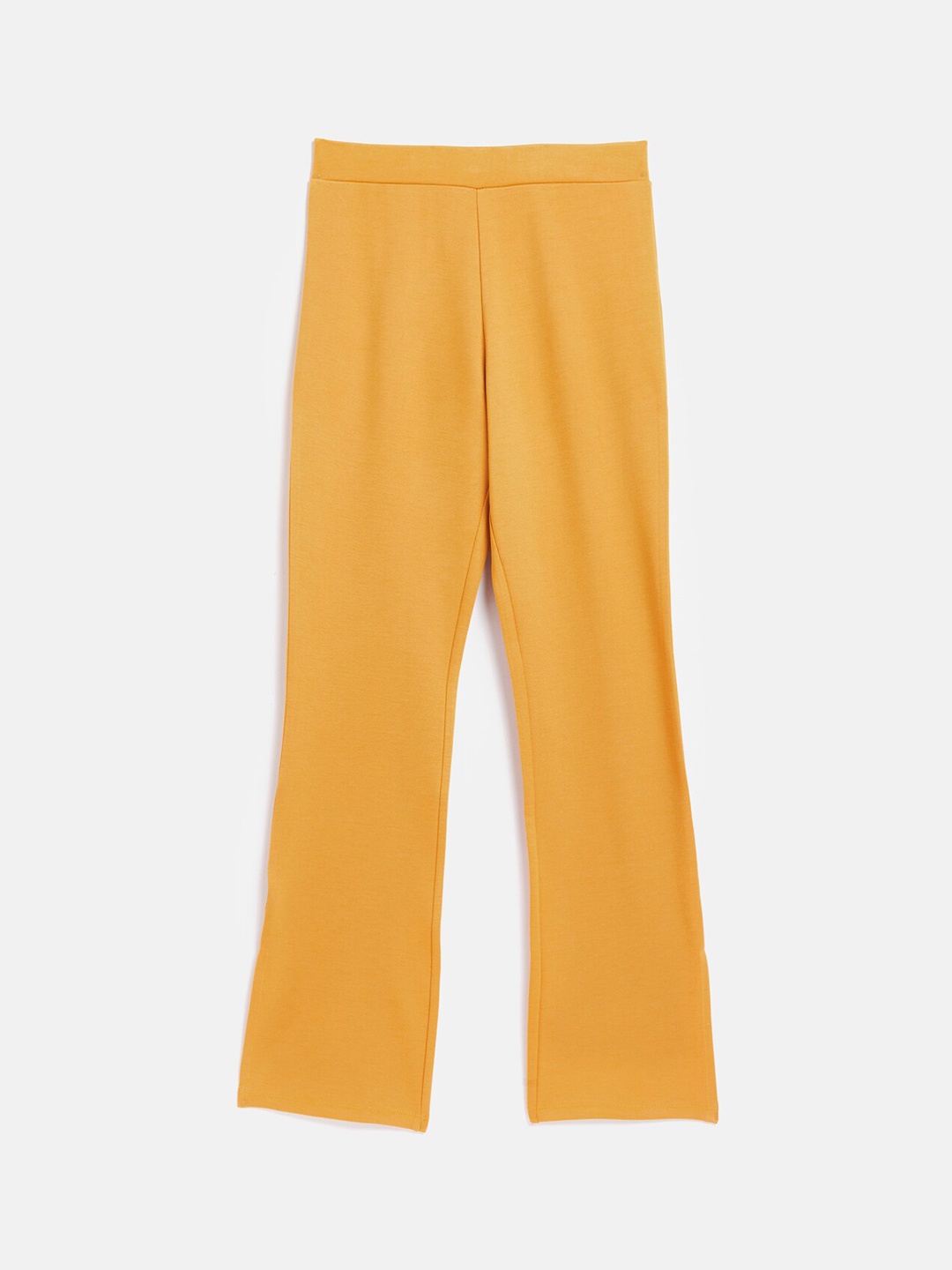 

Noh Voh - SASSAFRAS Kids Girls Mustard Yellow Flared High-Rise Trousers