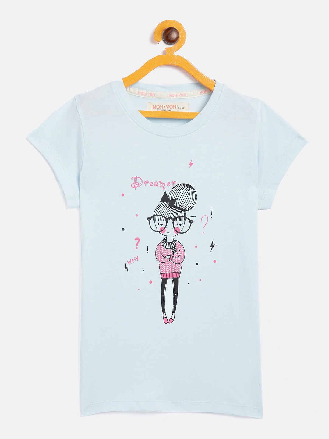 

Noh Voh - SASSAFRAS Kids Girls Blue Printed Pure Cotton T-shirt