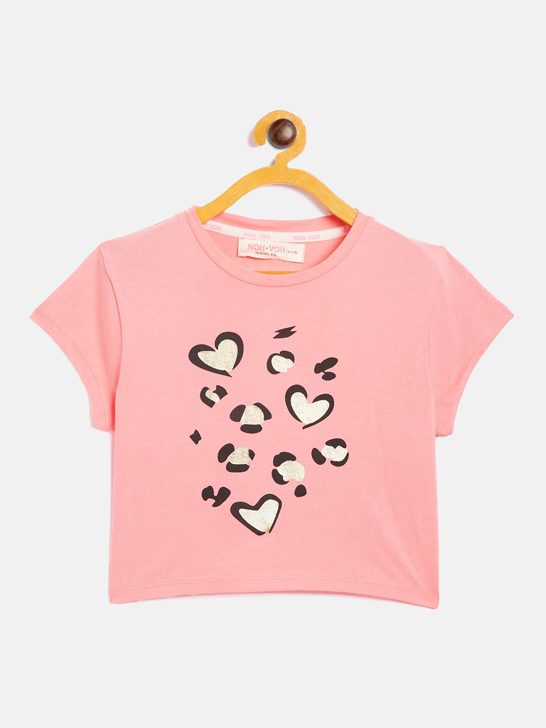 

Noh Voh - SASSAFRAS Kids Girls Pink Printed Cropped Extended Sleeves T-shirt
