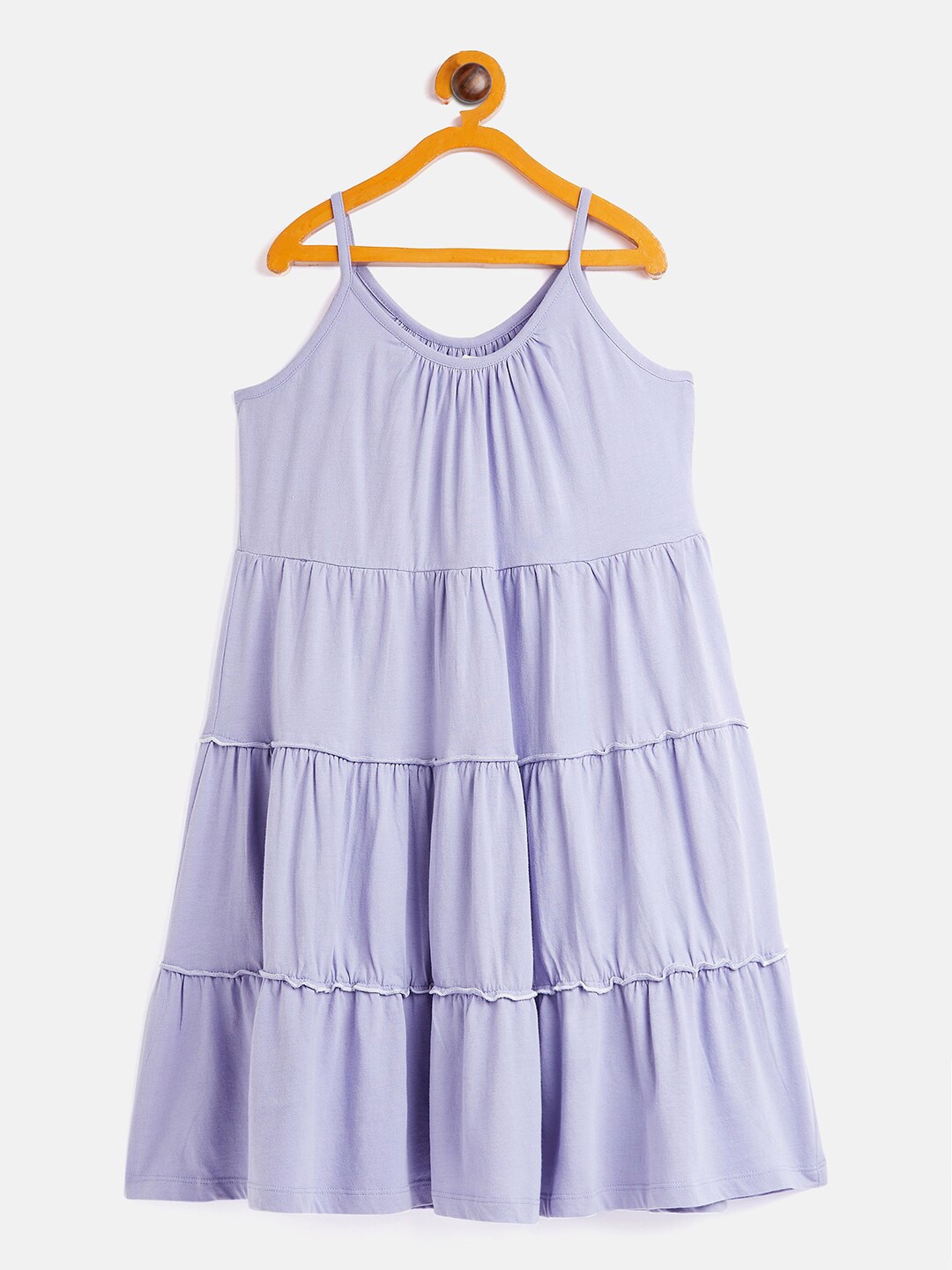 

Noh.Voh - SASSAFRAS Kids Girls Lavender Tiered Cotton A-Line Dress