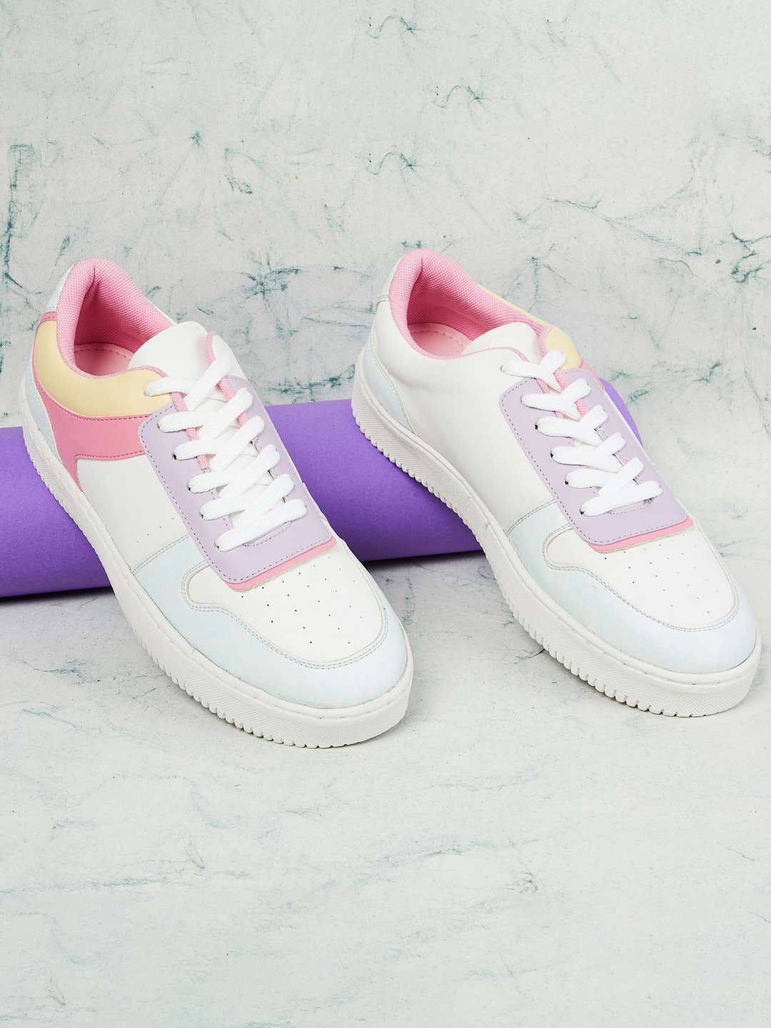 

max Women Multicoloured Colourblocked PU Sneakers, Multi