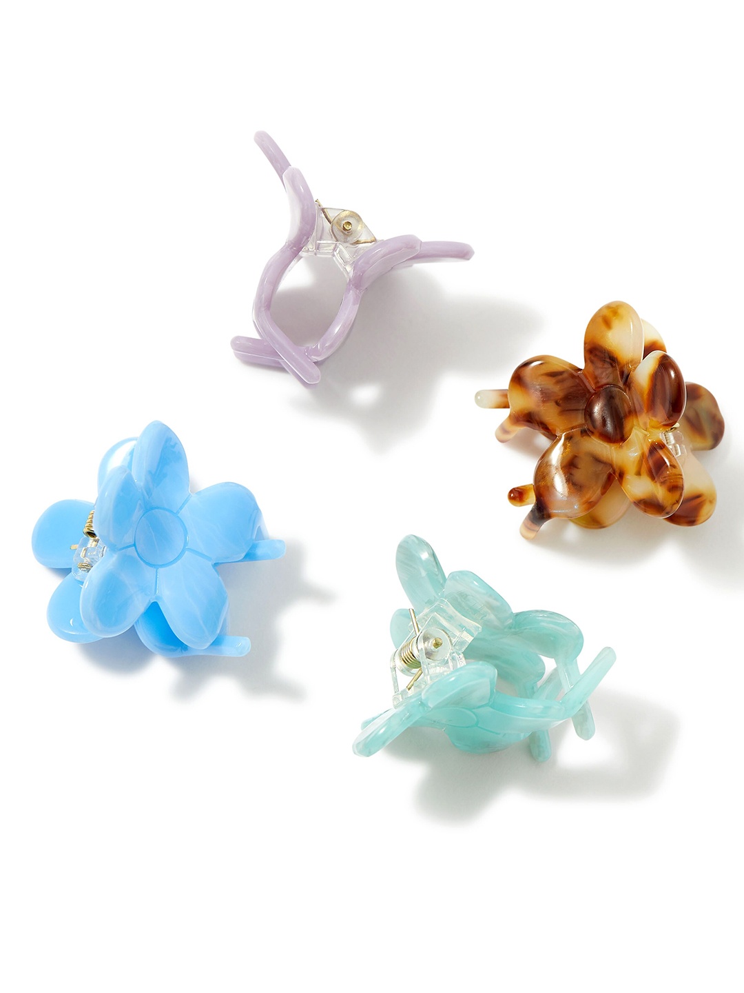 

Accessorize London Women Set Of 4 Floral Claw Clips, Pink