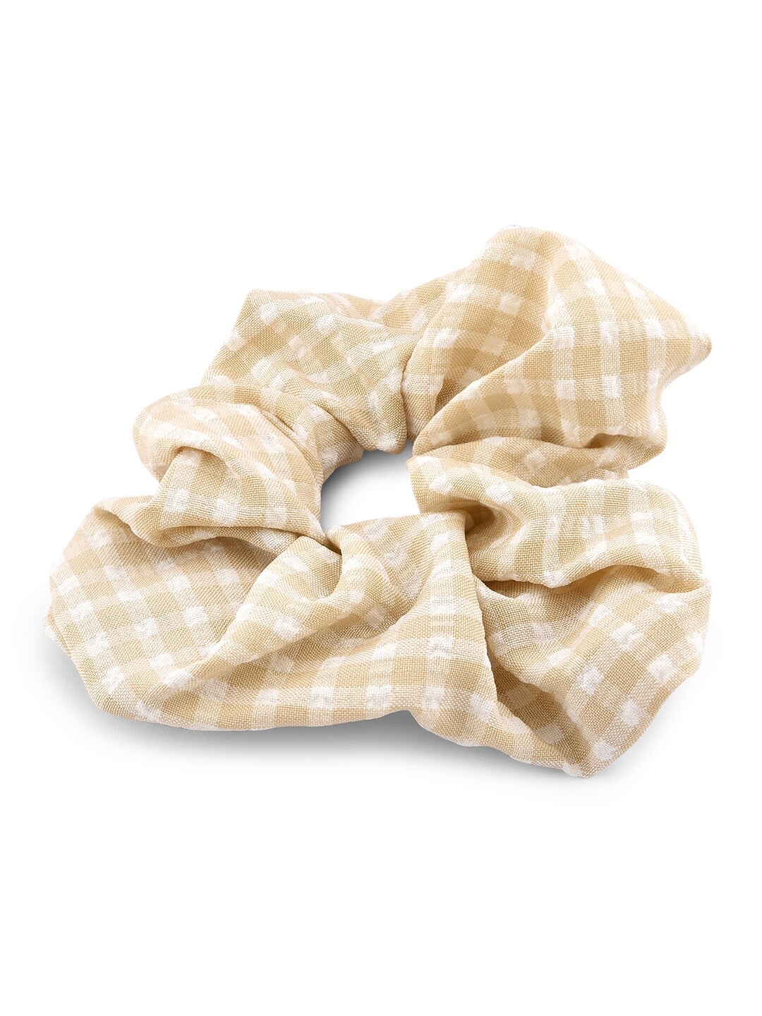 

Accessorize London Women Tan Gingham Hair Scrunchie, Taupe