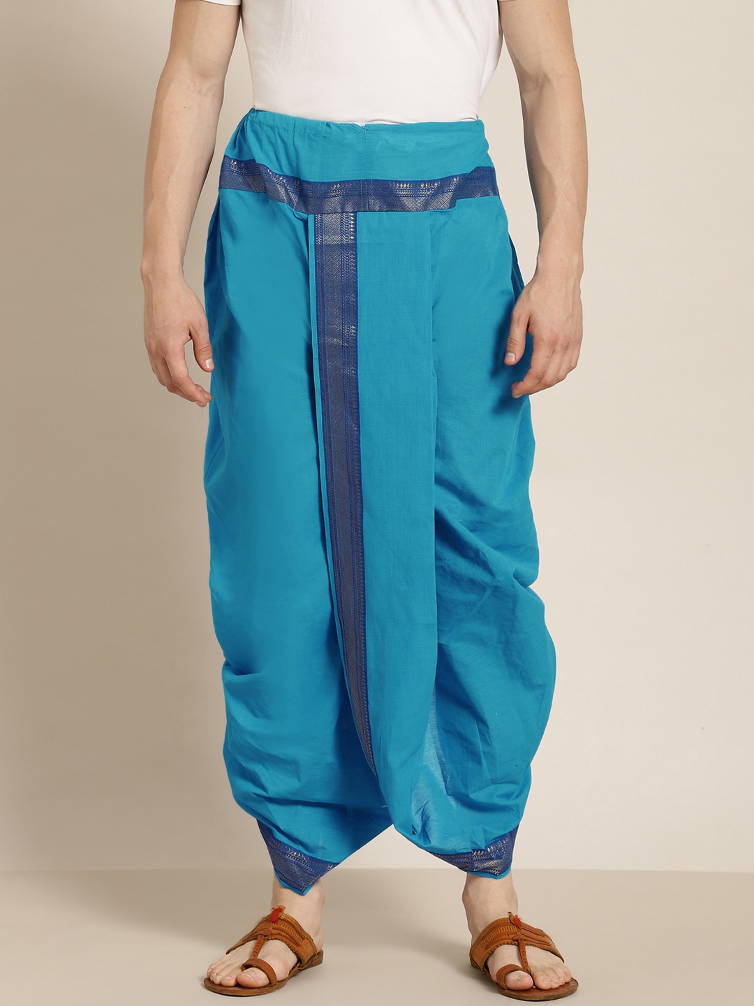 

Anug by SOJANYA Men Blue Solid Cotton Dhoti Pants