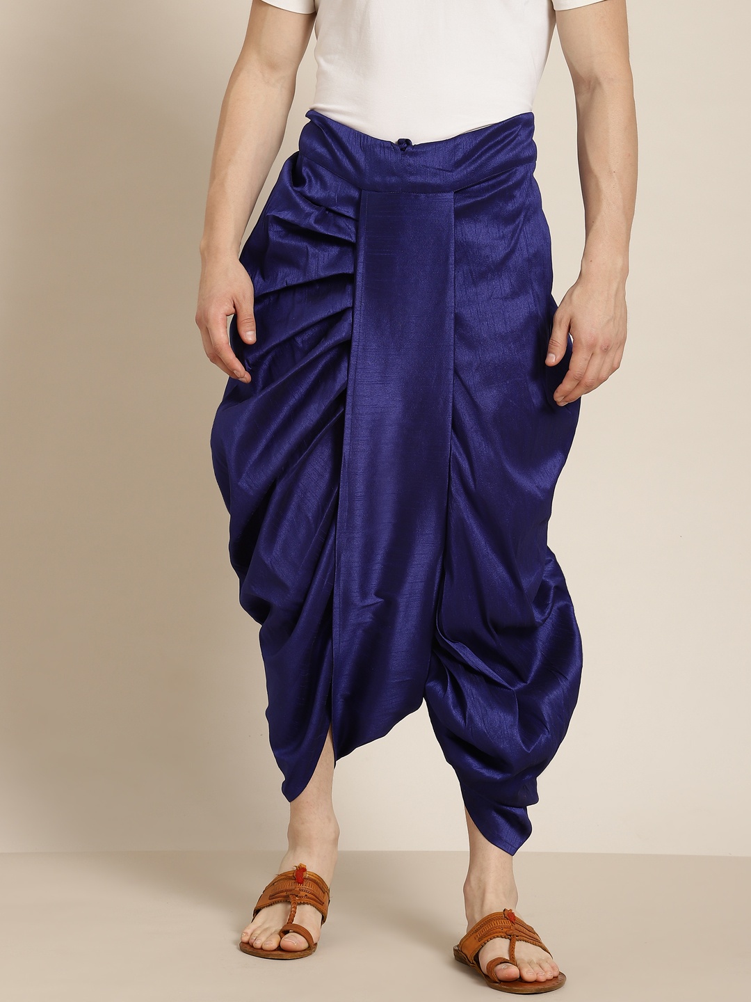 

Anug by SOJANYA Men Navy Blue Solid Stitched Dhoti