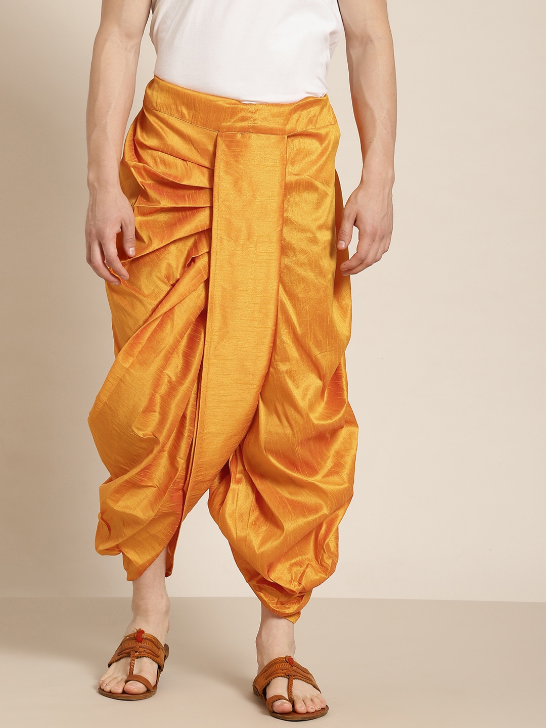 

Anug by SOJANYA Men Mustard Yellow Solid Stitched Dhoti