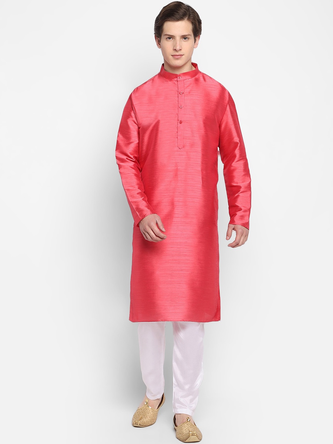 

DEVOILER Men Red Kurta with Pyjamas