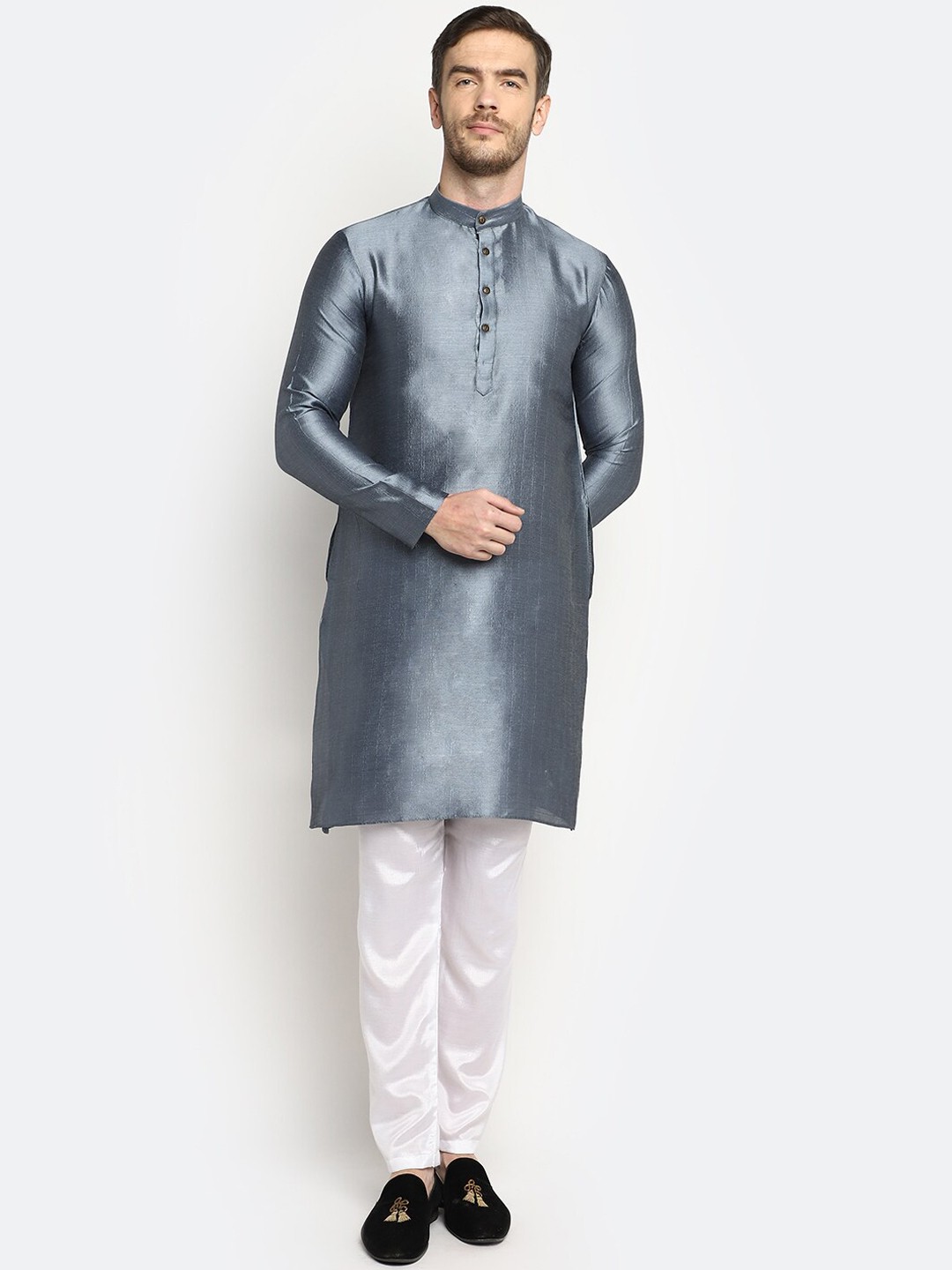 

DEVOILER Men Grey Kurta with Pyjamas