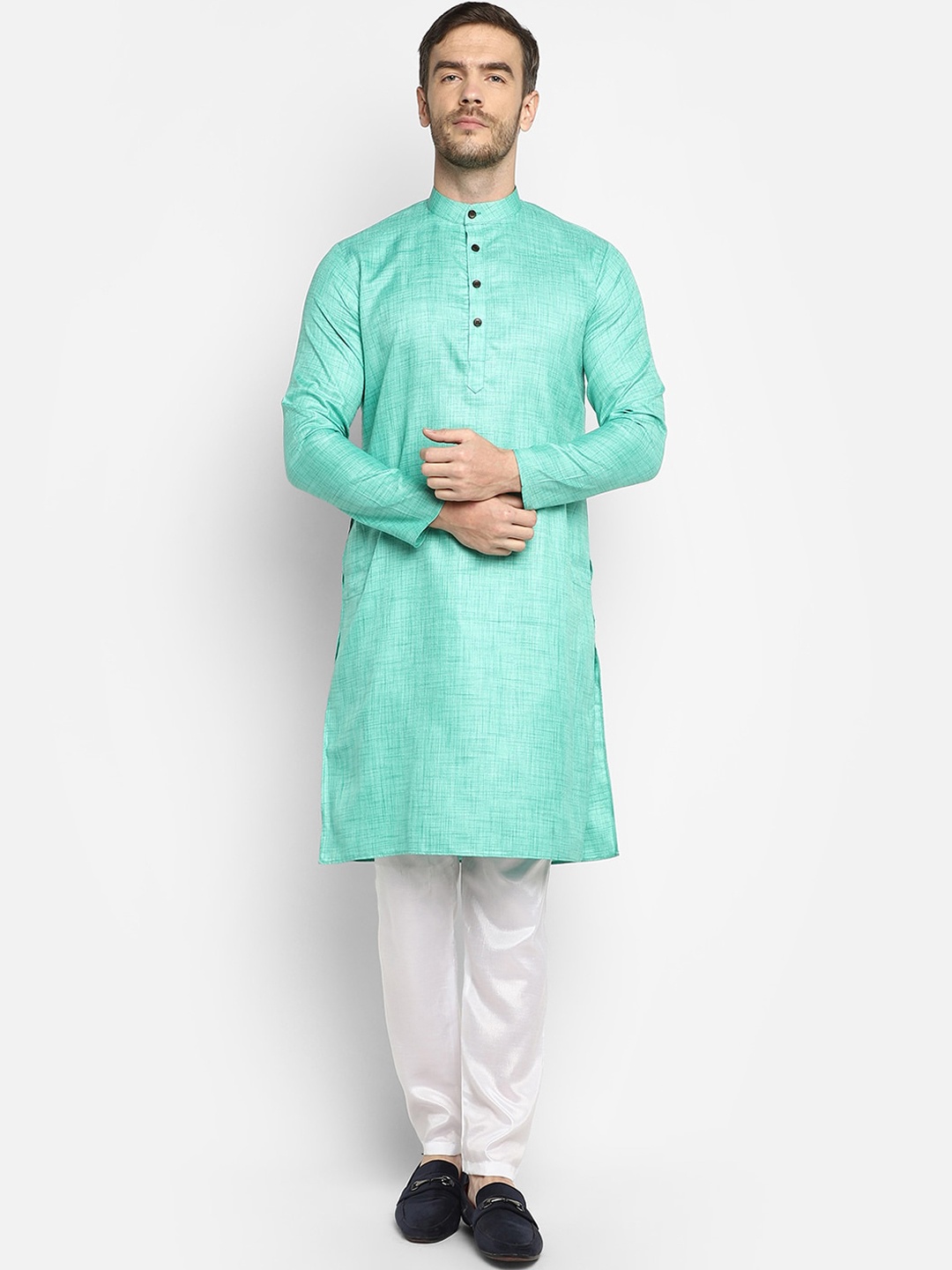 

DEVOILER Men Green Kurta with Pyjamas
