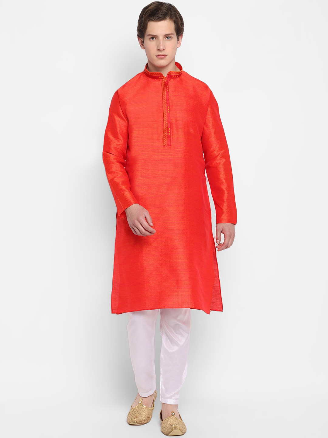 

DEVOILER Men Red Kurta with Pyjamas