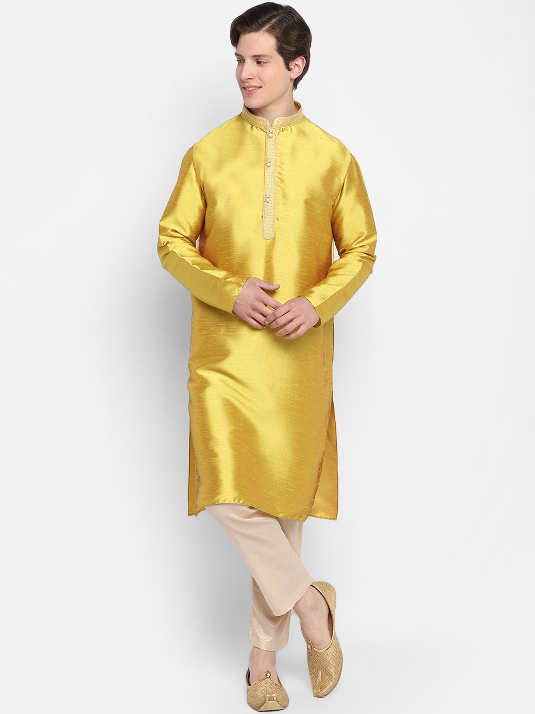

DEVOILER Men Gold-Toned Kurta with Pyjamas