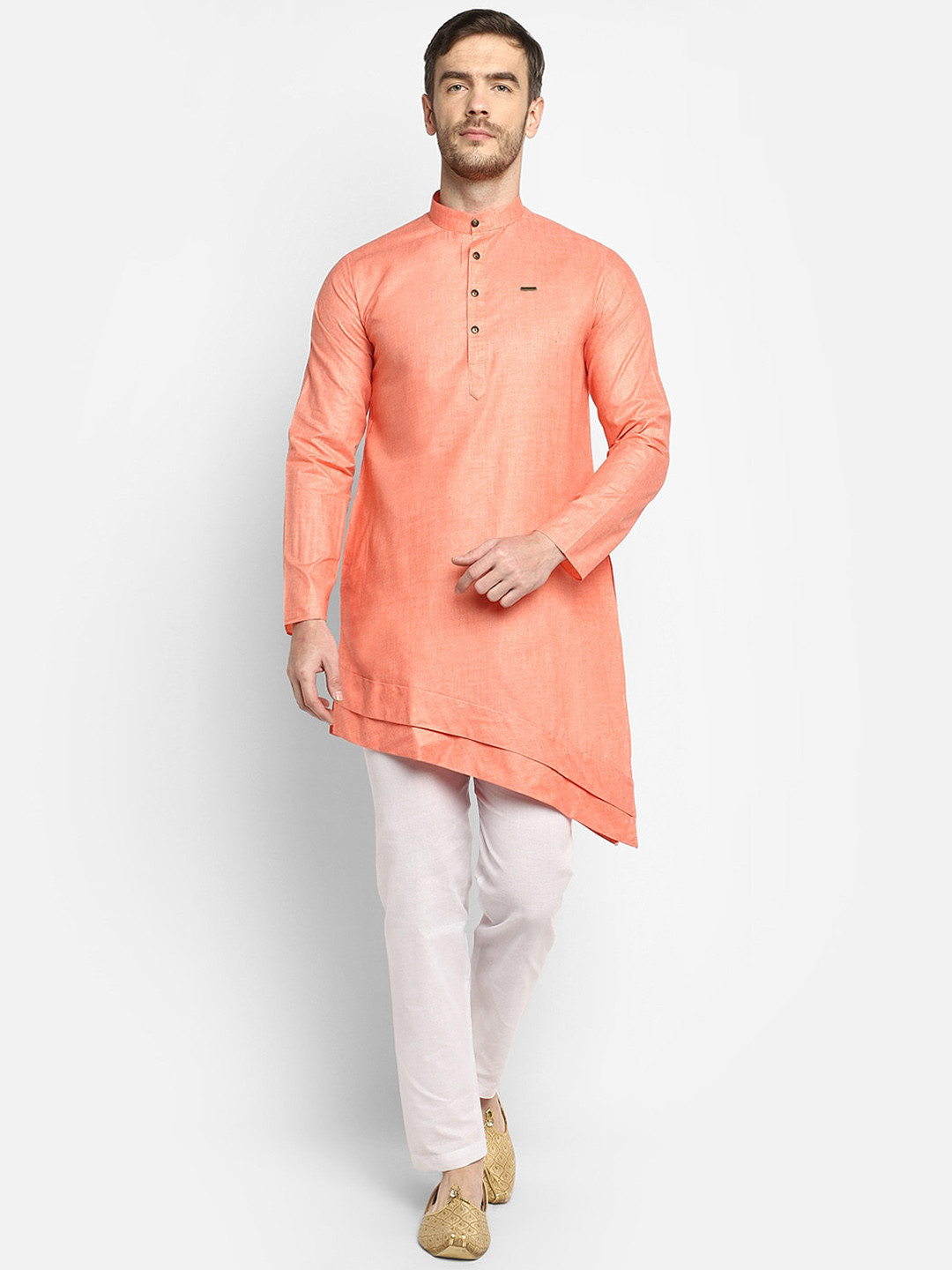 

DEVOILER Men Orange Kurta with Pyjamas