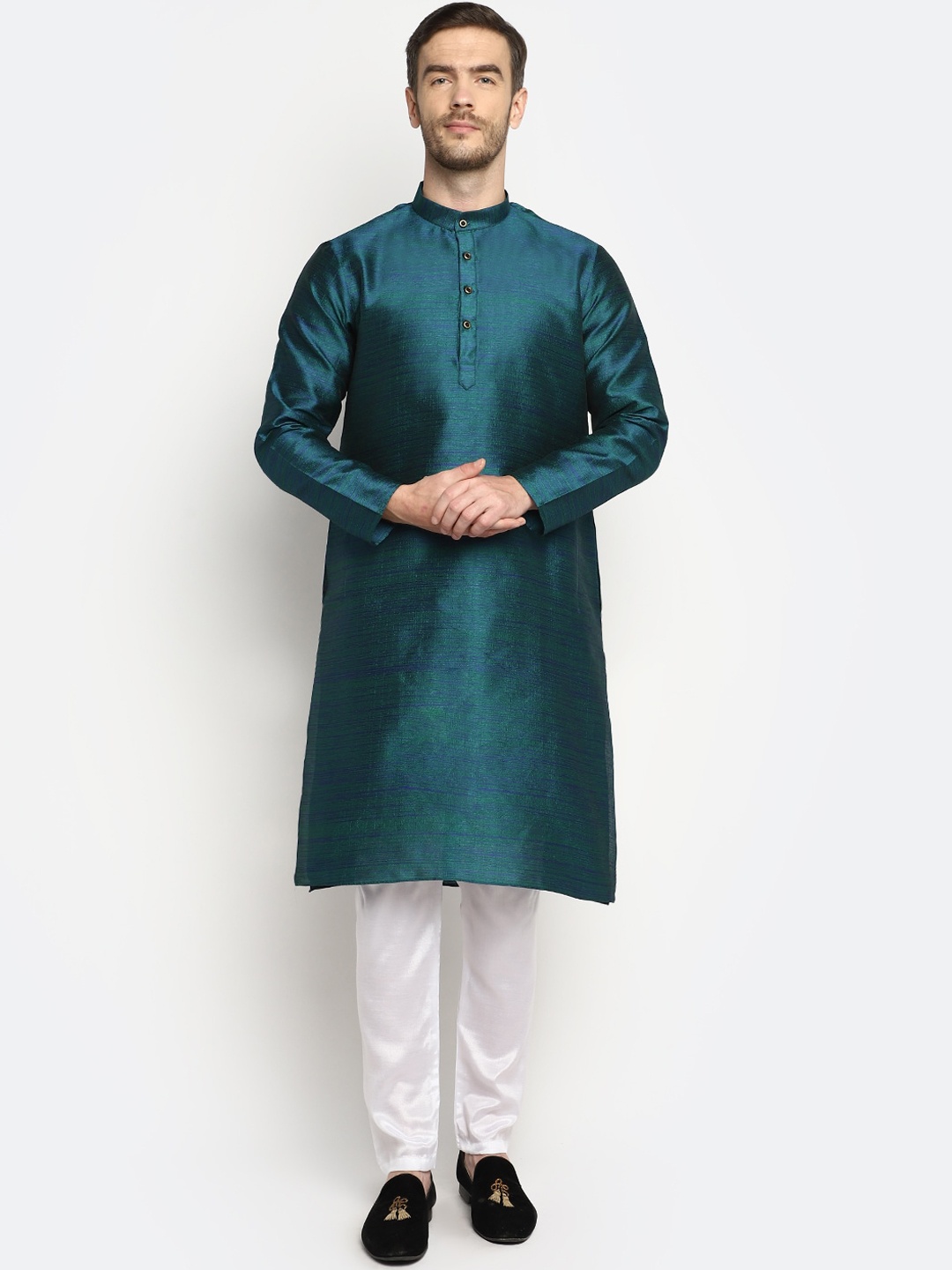 

DEVOILER Men Green Kurta with Pyjamas