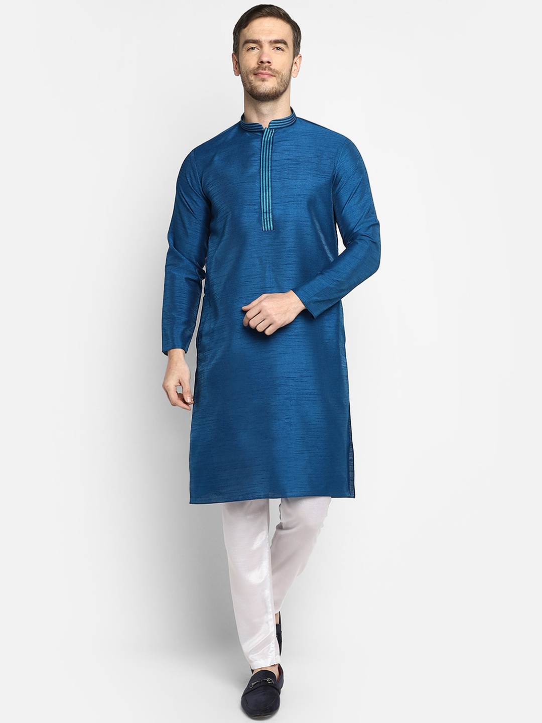 

DEVOILER Men Blue Kurta with Pyjamas