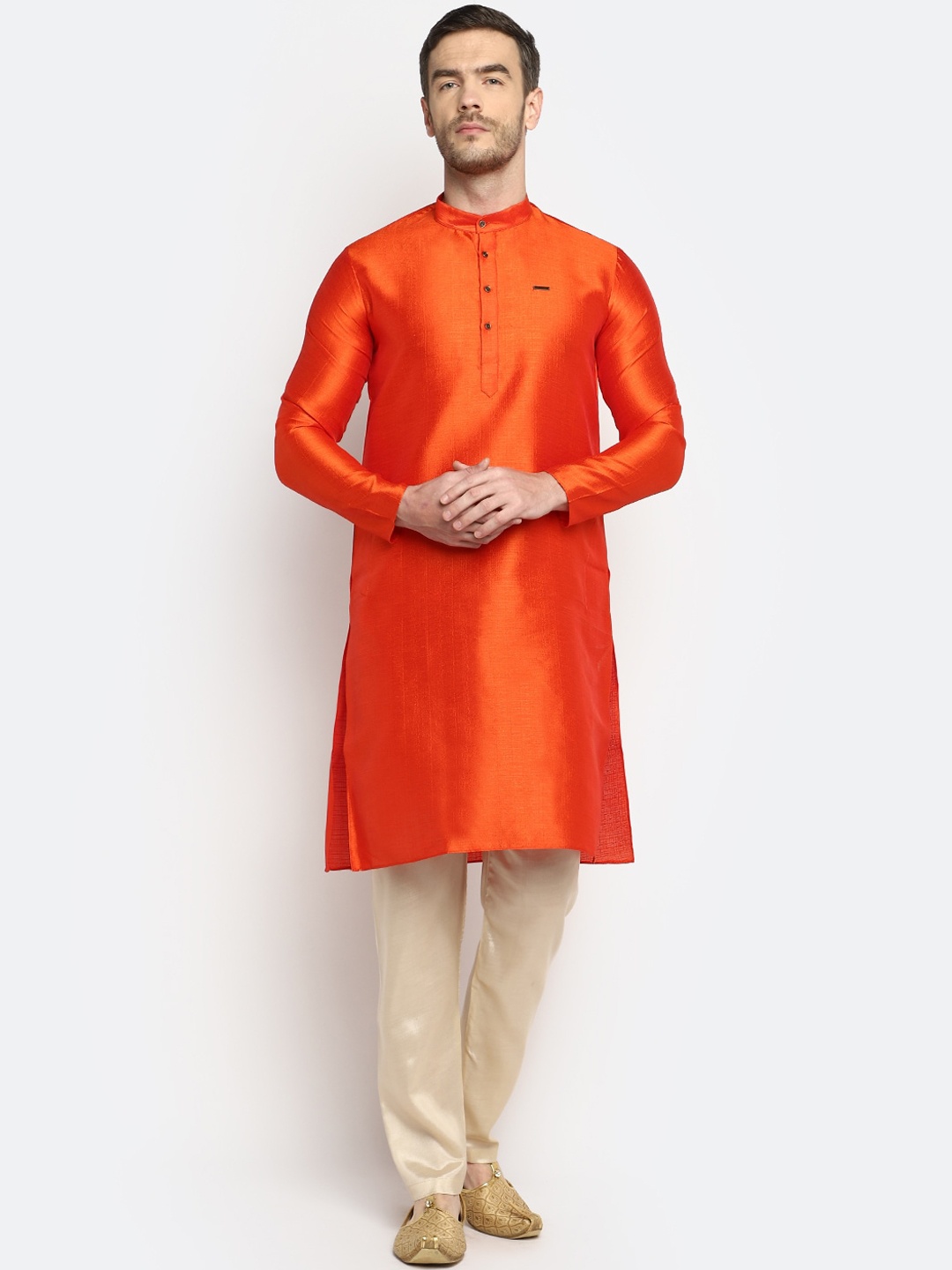 

DEVOILER Men Orange Kurta with Pyjamas