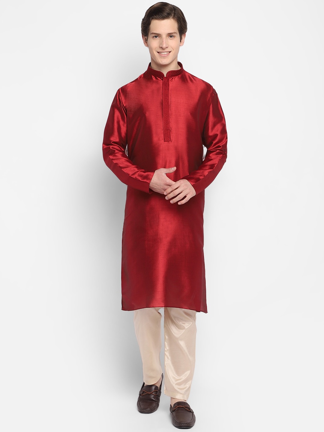 

DEVOILER Men Maroon Kurta with Pyjamas