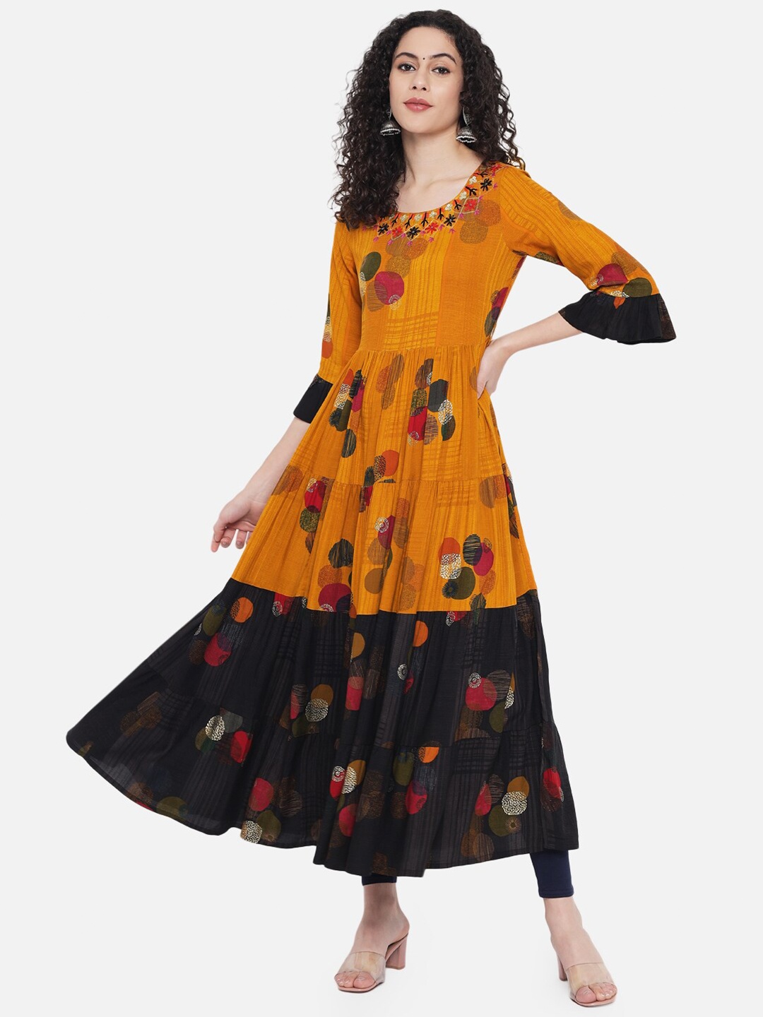 

Nehamta Mustard Yellow Ethnic Maxi Dress