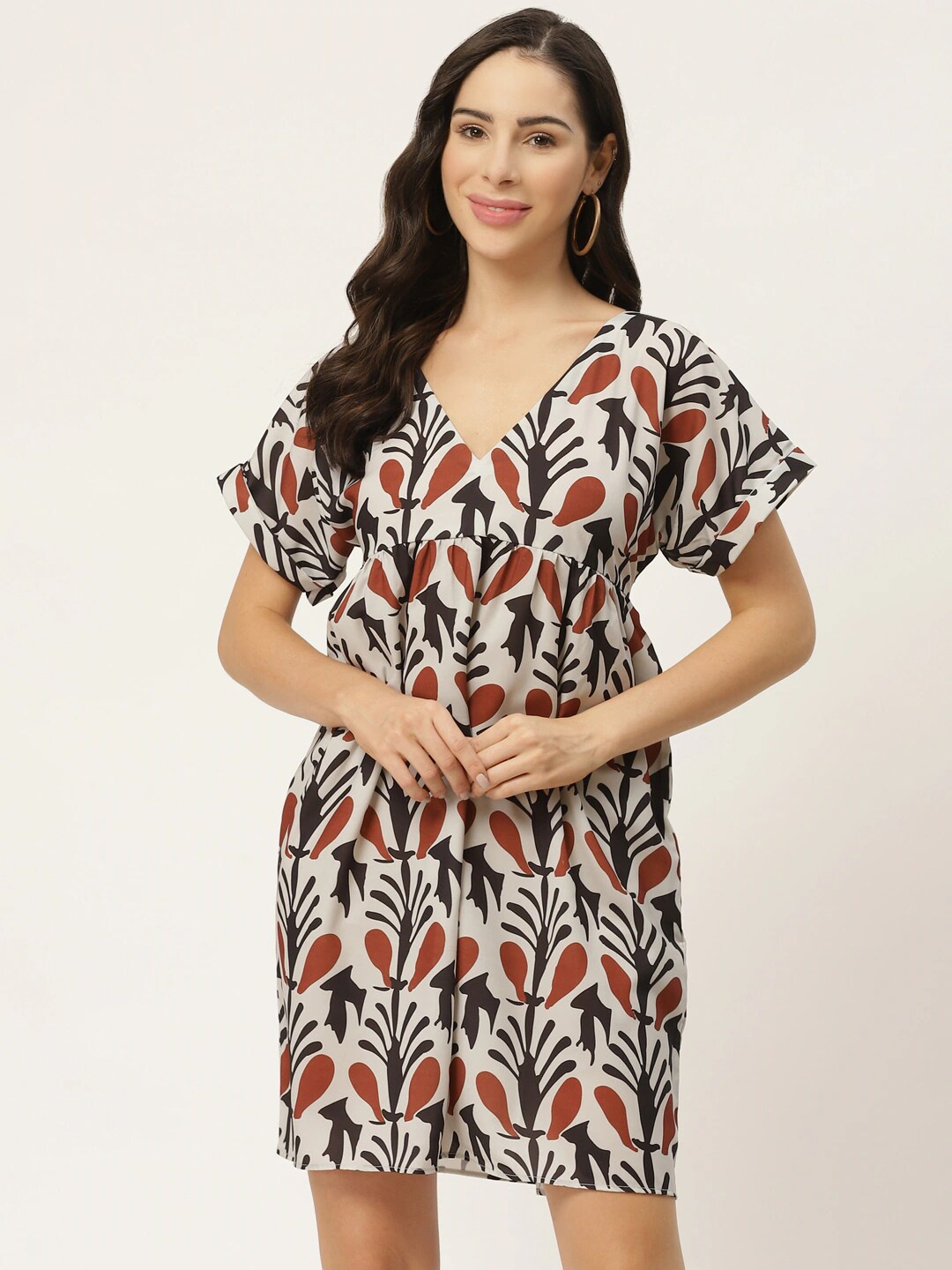 

shiloh Cream-Coloured & Red Floral Dress